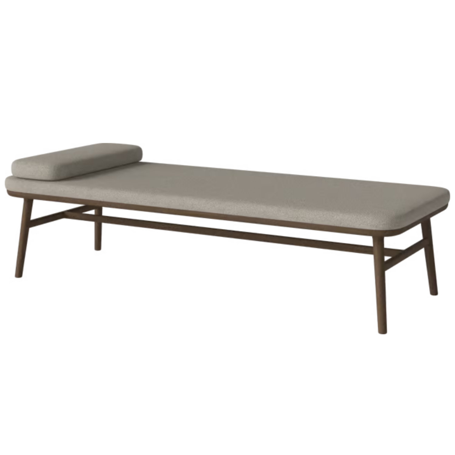 Szezlong čalúnený FLOR s podstavcom z tmavého dubového dreva