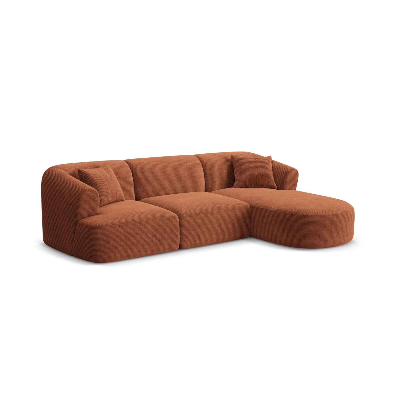 Right-sided 4-seater sofa CAMPI brick corduroy