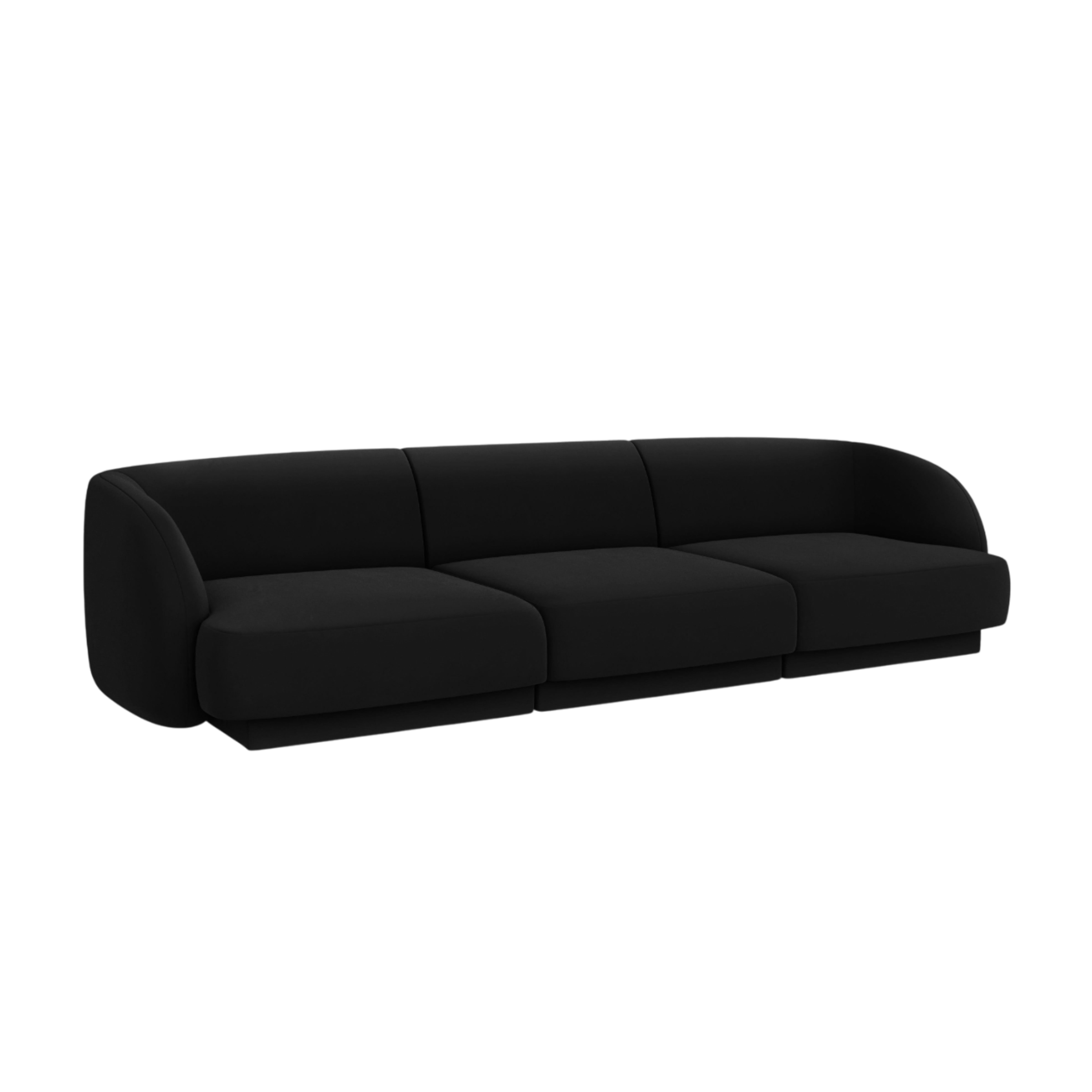 Sofa z jemného velúru 3-miestna MILEY čierna