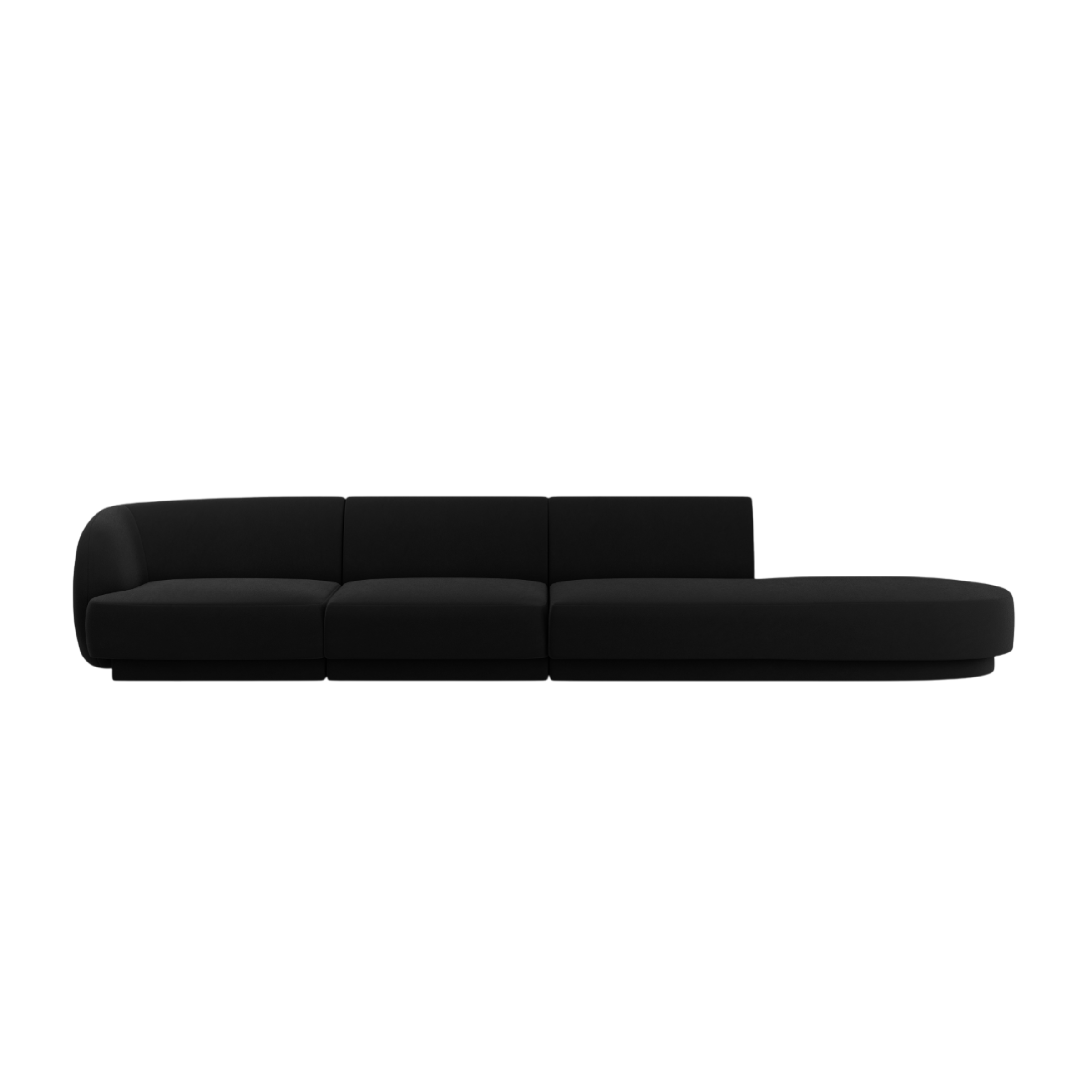 Sofa z jemného velúru pravostranná 4-miestna otvorená MILEY čierna