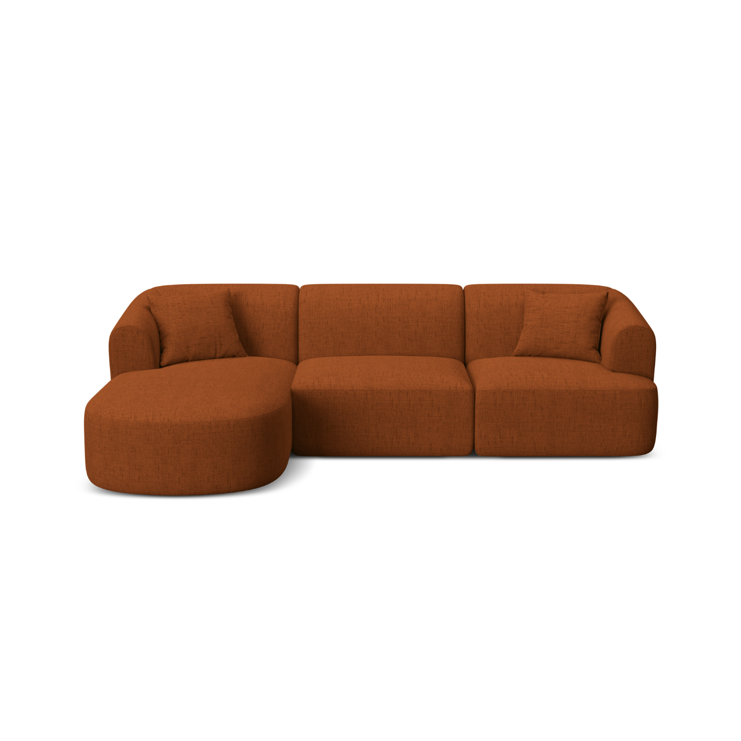 Left-sided 4-seater sofa CAMPI brick chenille