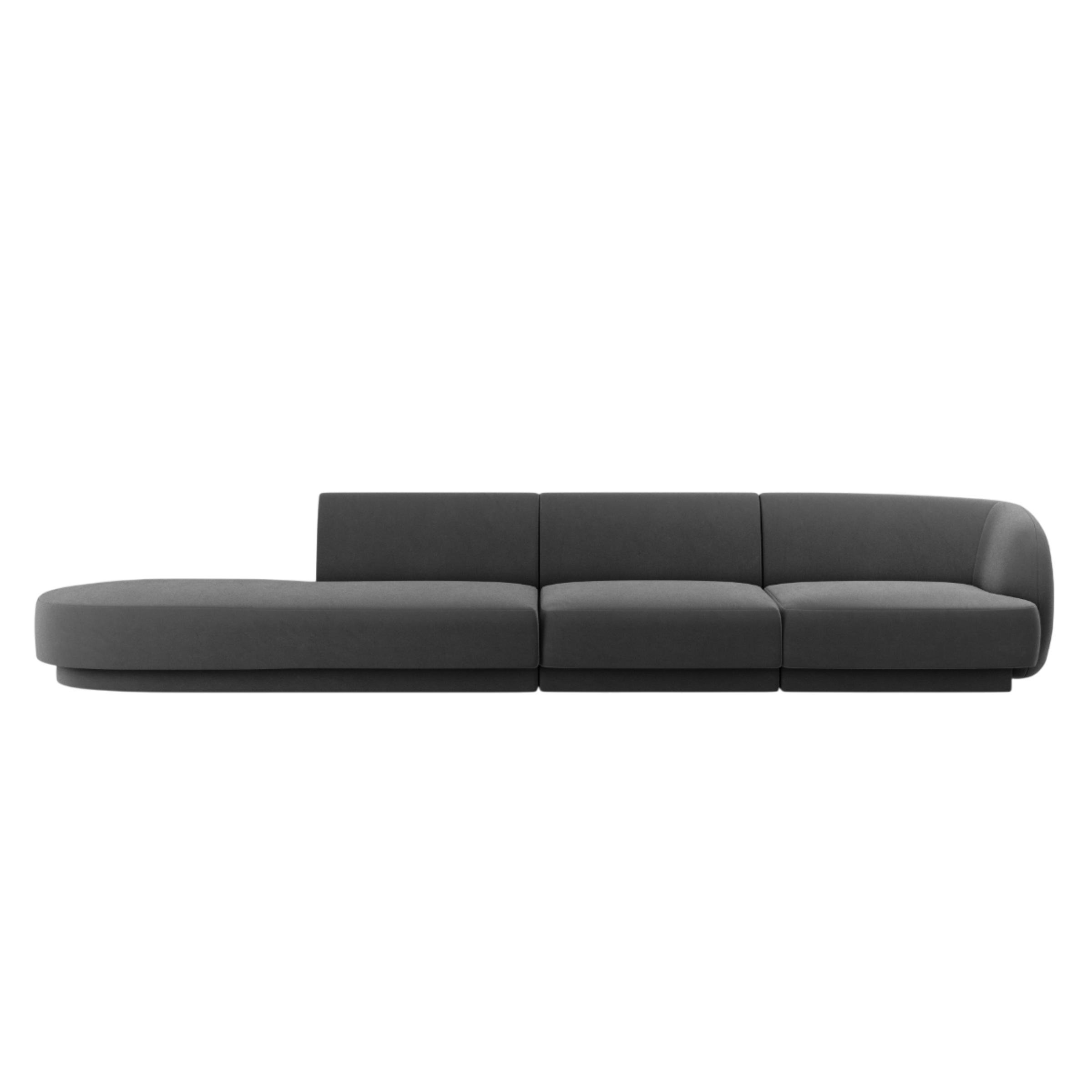 Sofa z jemného velúru ľavostranná 4-miestna otvorená MILEY svetlosivá