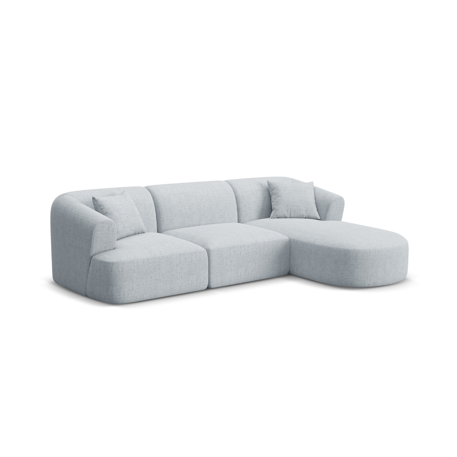 Right-facing 4-seater CAMPI light gray chenille corner sofa