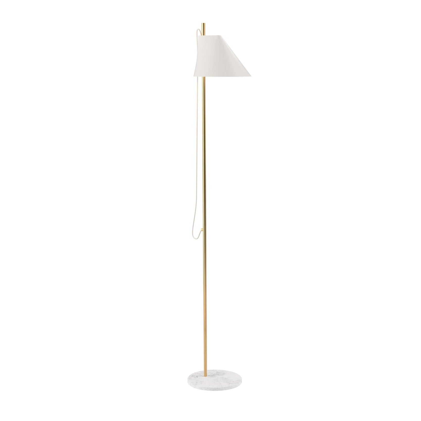 Stojaca lampa YUH biela s mosadzným podstavcom