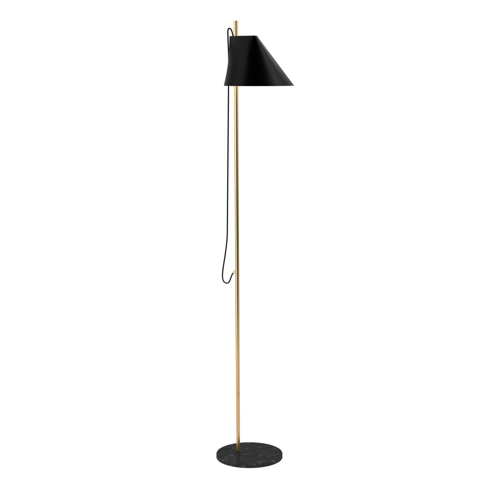 Stojaca lampa YUH čierna s mosadzným podstavcom