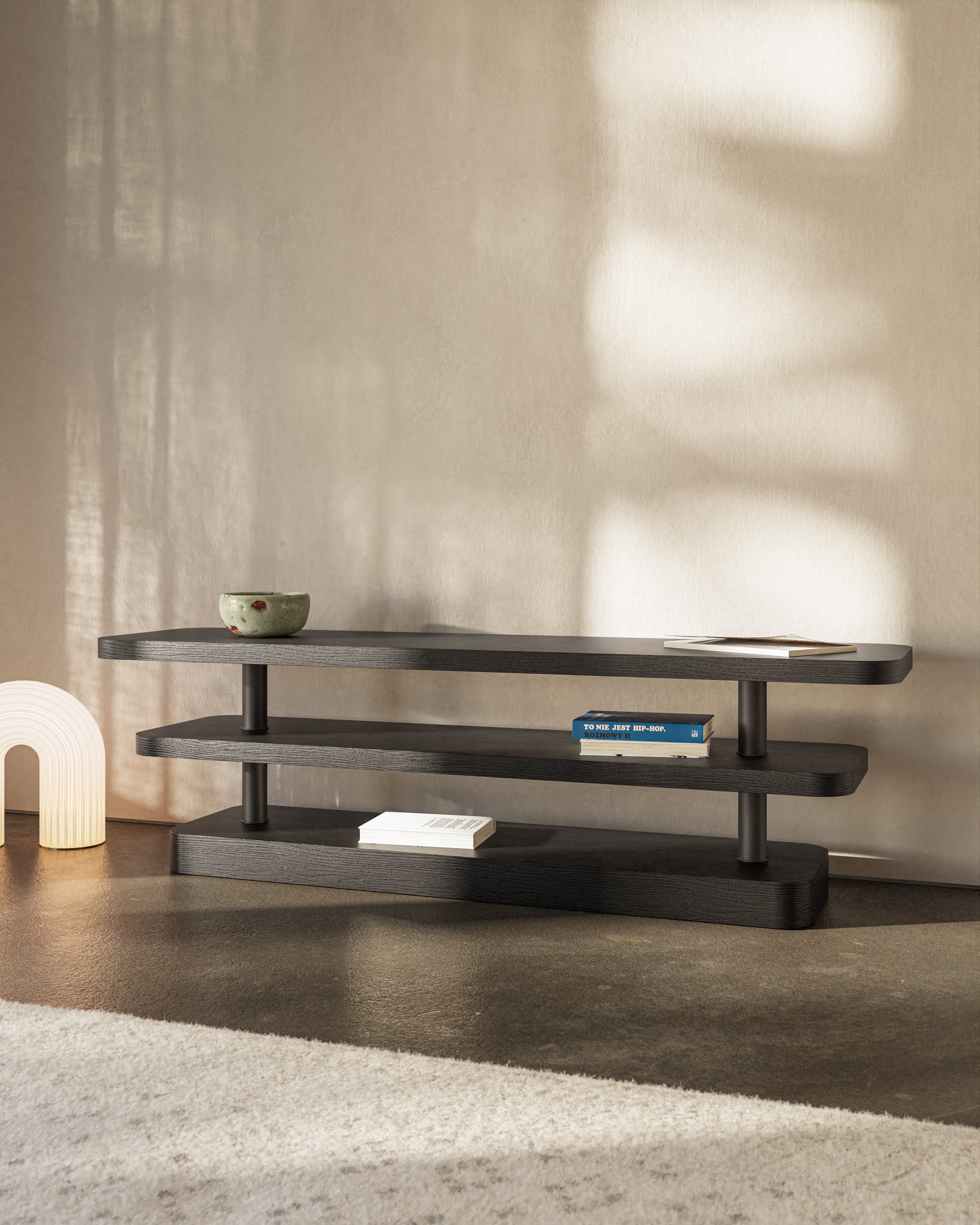 Televízna skrinka REL čierna s dyhou