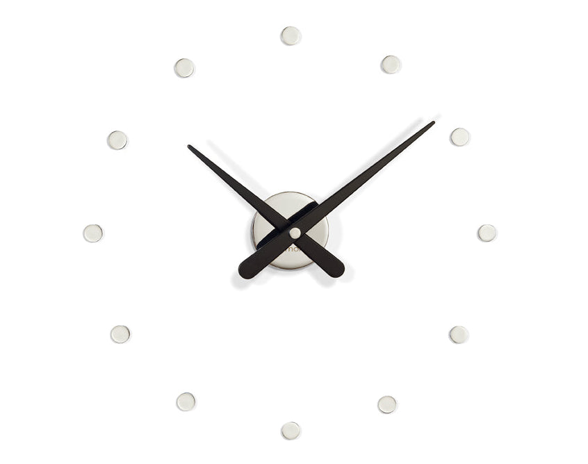 Nástenné hodiny MINI RODON chrómované s čiernym povrchom