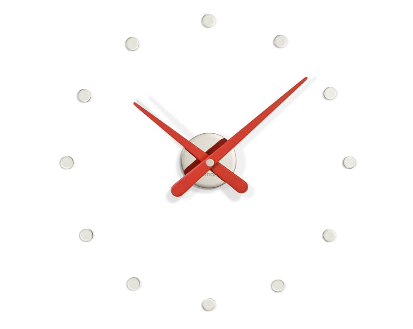 Nástenné hodiny MINI RODON chrómové s červeným povrchom