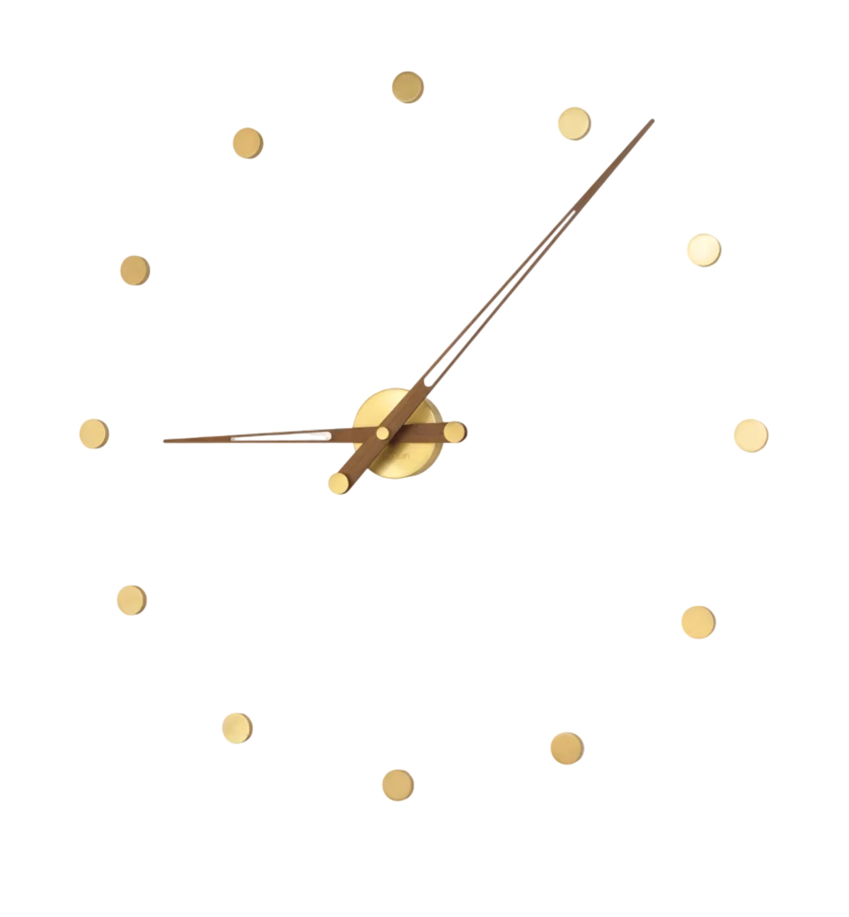 Wall Clock RODON walnut wood with brass finish