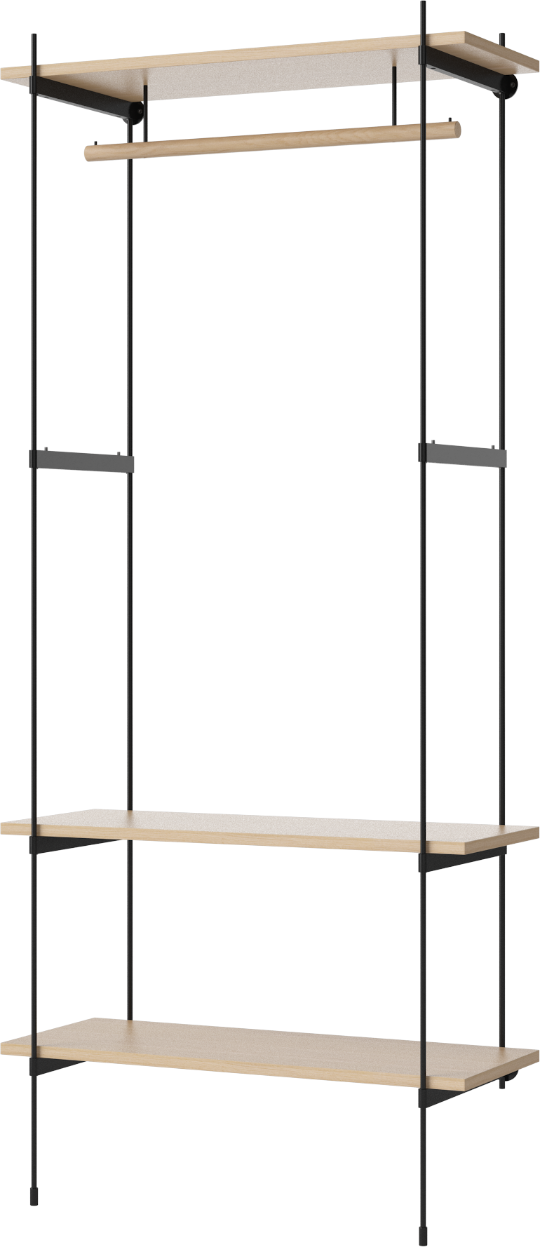 Regál s vešiakom ROD bielený dubový dyha s čiernym rámom