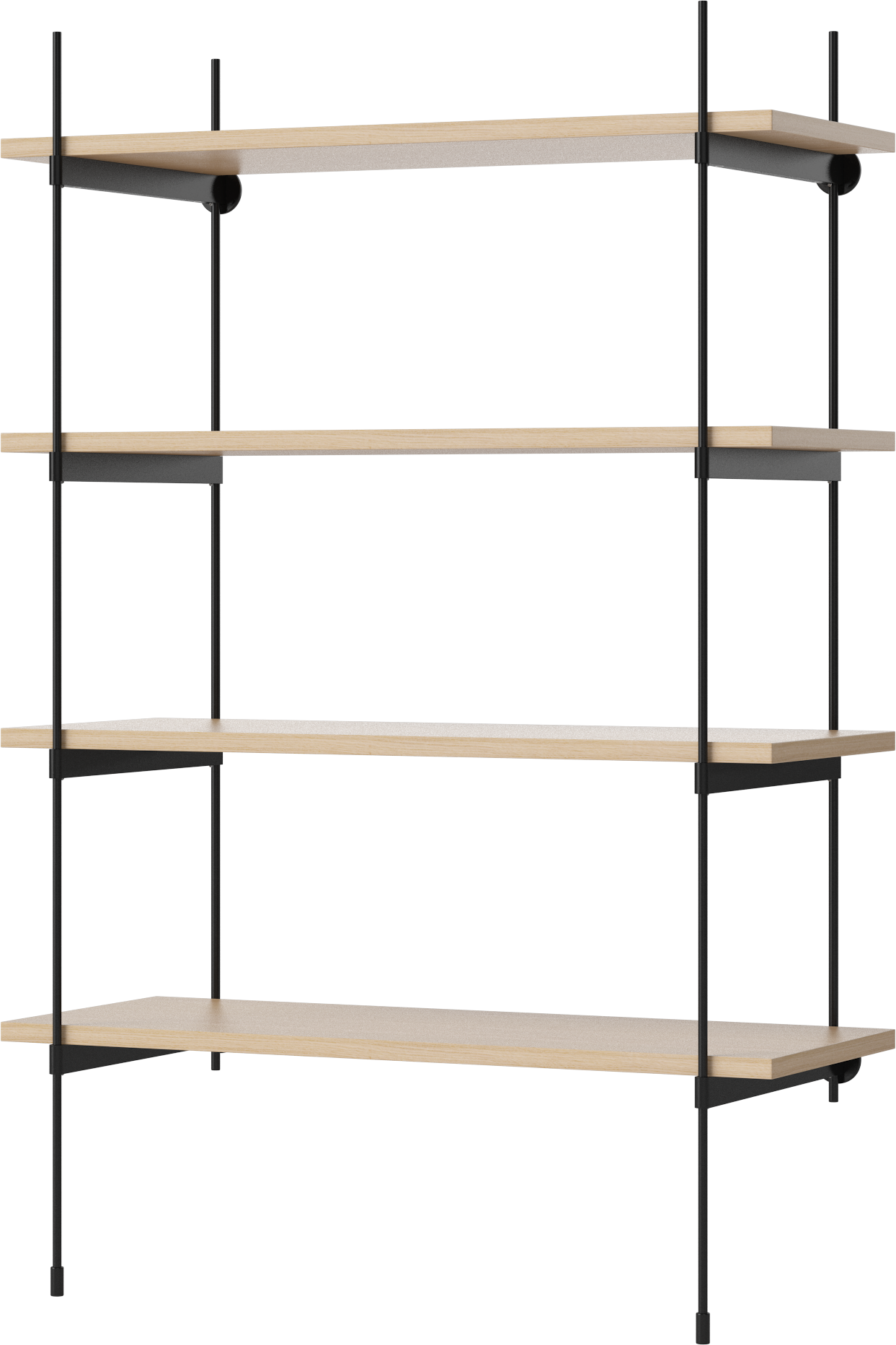 Regál ROD bielený dyha dubová s čiernym rámom