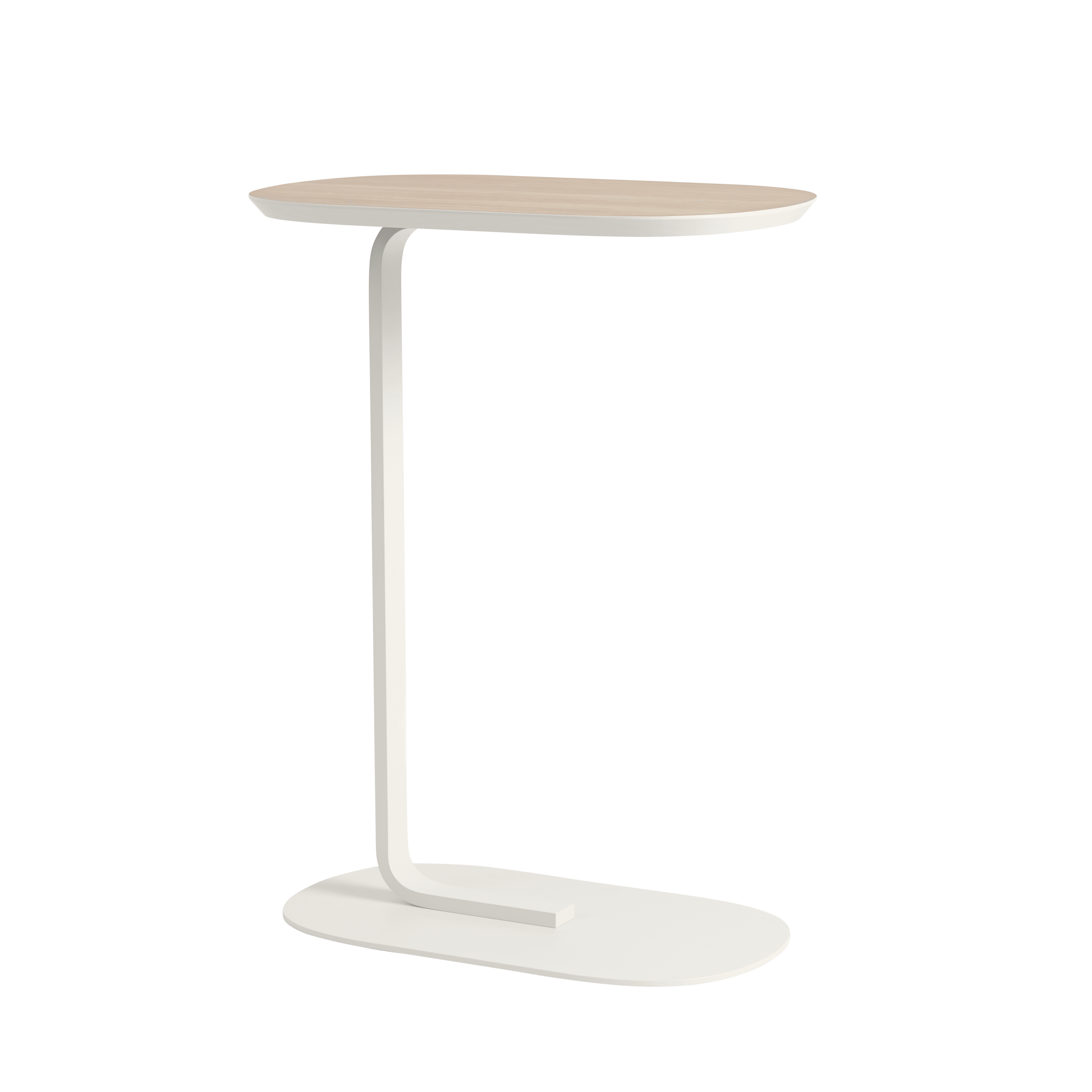RELATE side table with oak laminate and broken white base