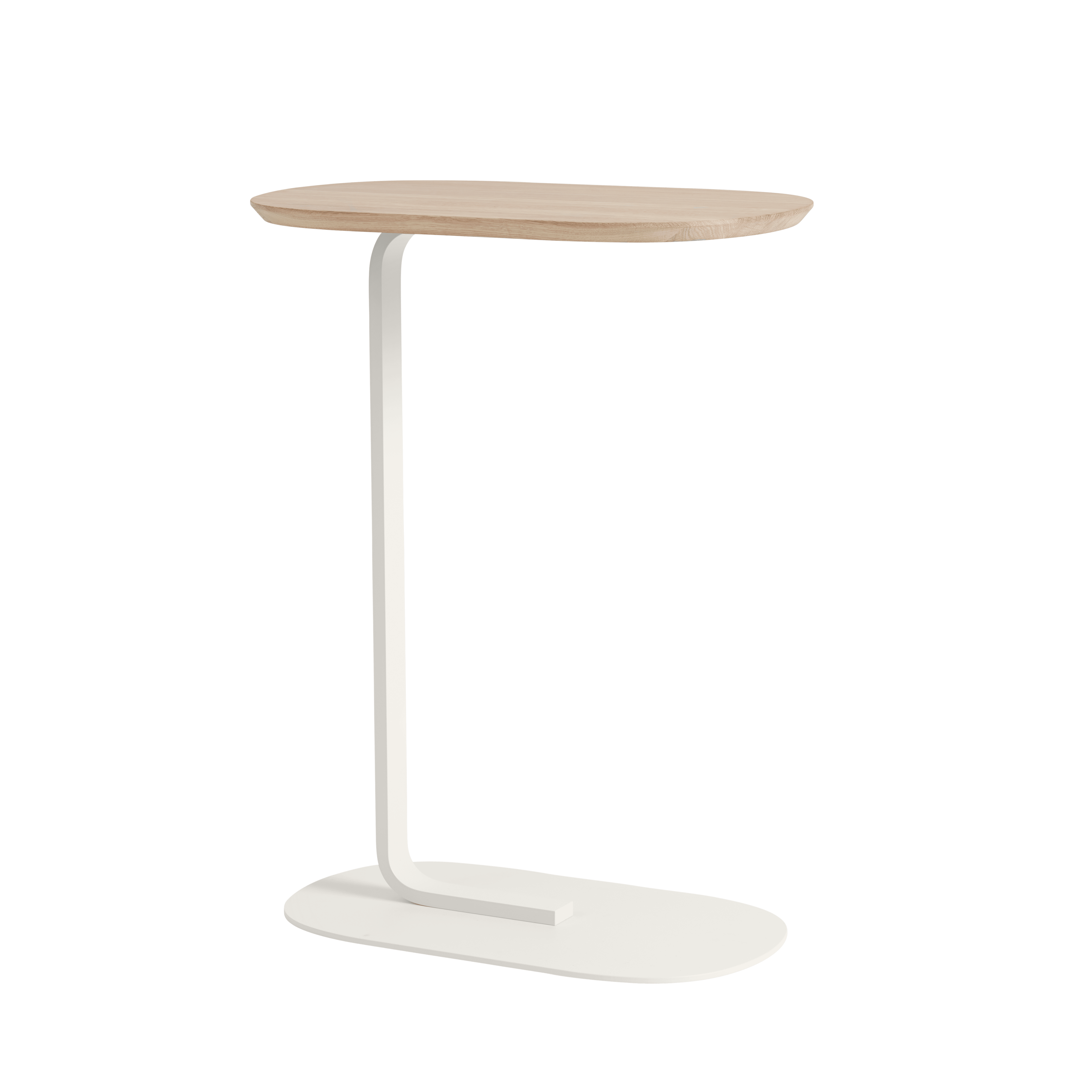 RELATE side table in oak wood with a broken white base