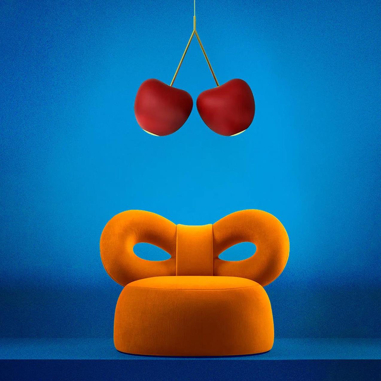 RIBBON armchair in salmon pink