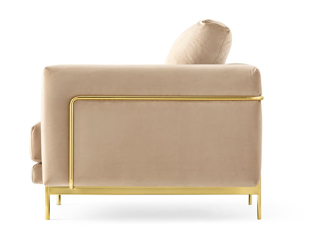 Upholstered ROD Armchair with Gold Base