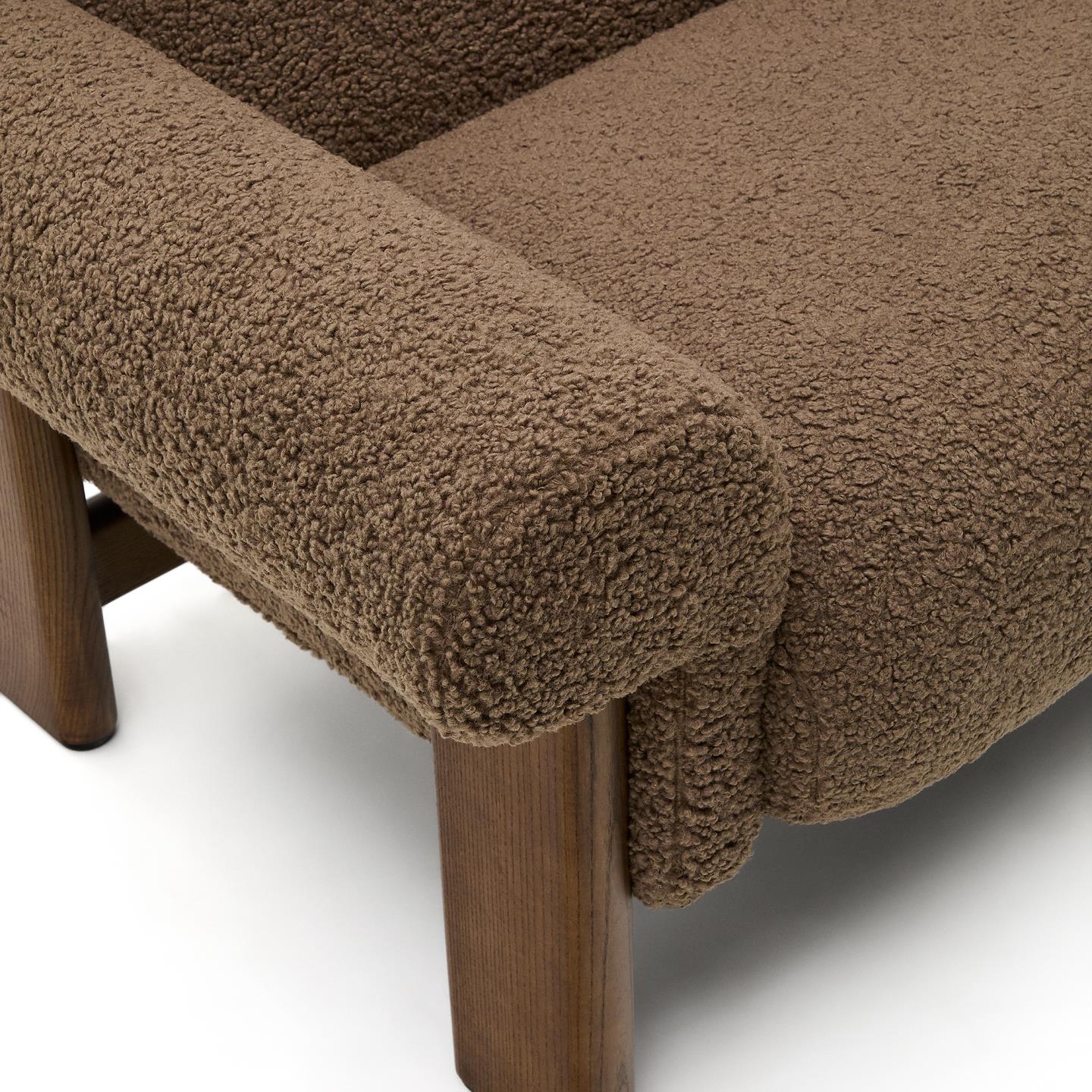 NEMA armchair in brown boucle with a dark ash base