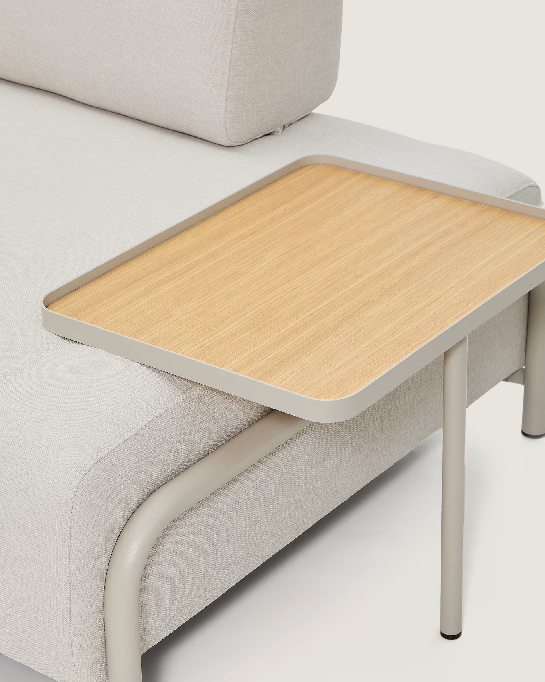 Sofa 2-osobová ľavostranná s poličkou COMPO béžová s béžovým podstavcom