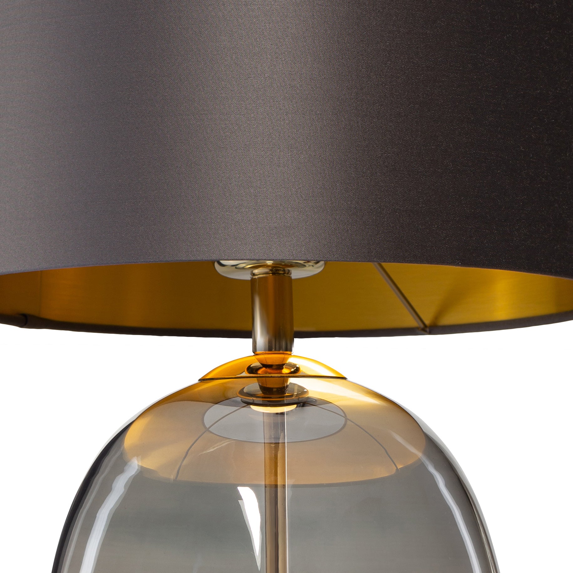 SALVADOR table lamp with smoked glass, graphite shade, and gold finish