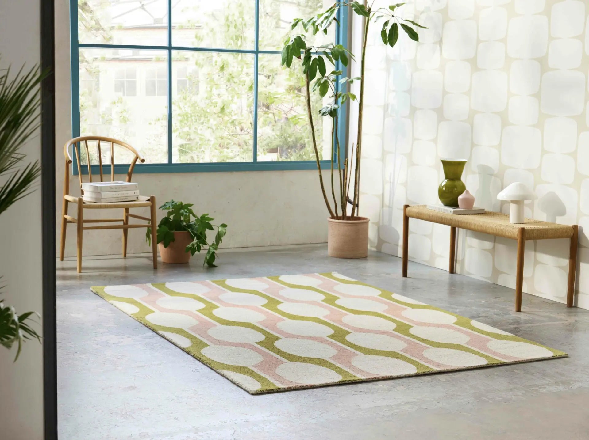 Koberec BILLOW LICHEN béžový s ružovou a zelenou