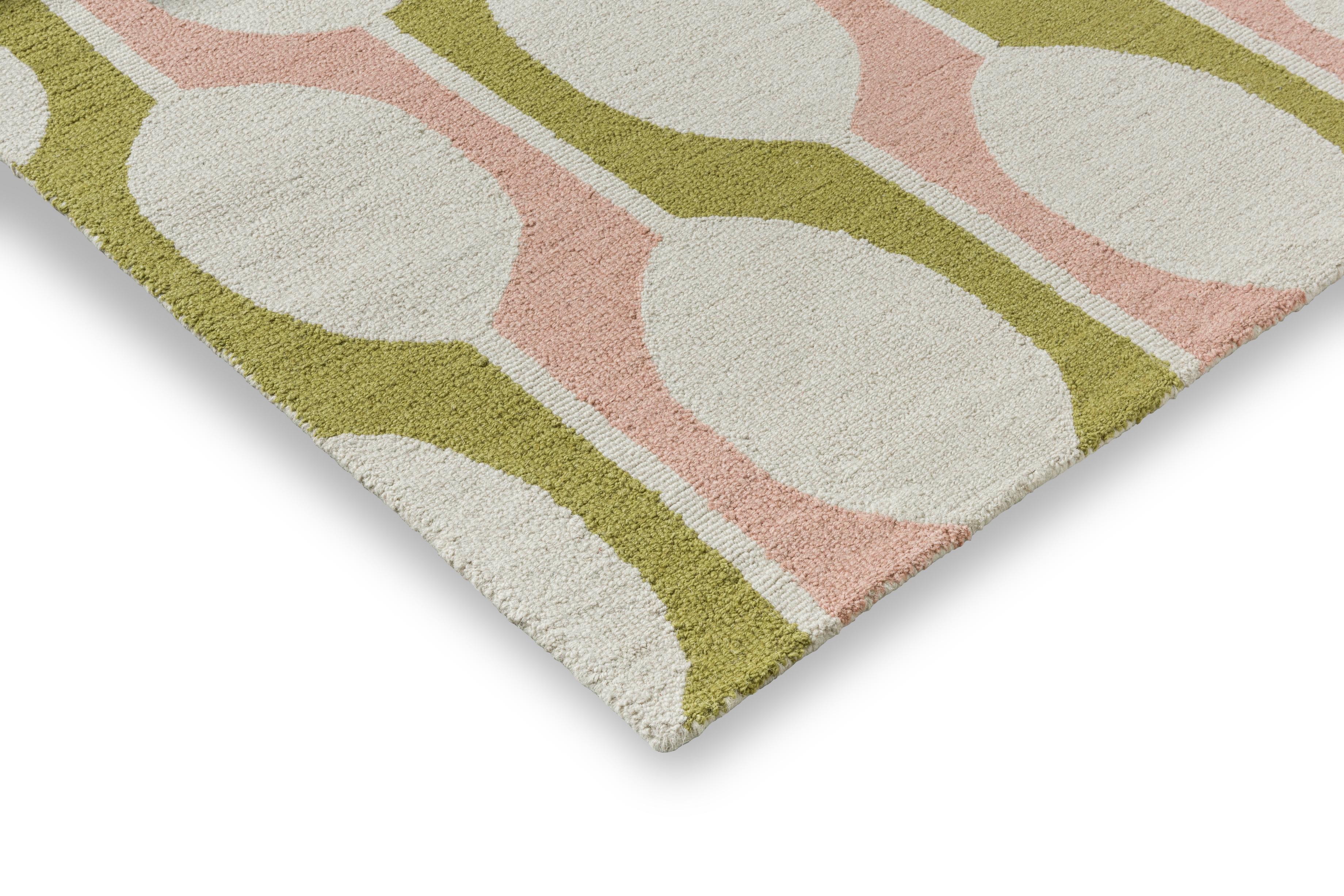 BILLOW LICHEN Beige Rug with Pink and Olive