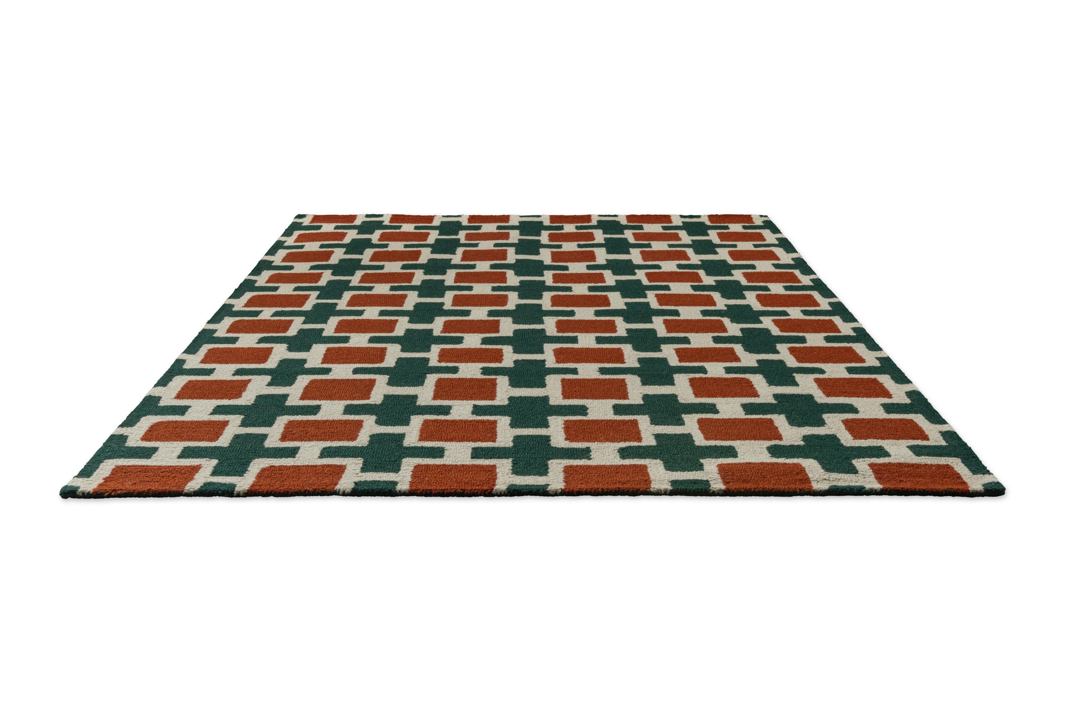 HATCH RUST rug in red with green and beige