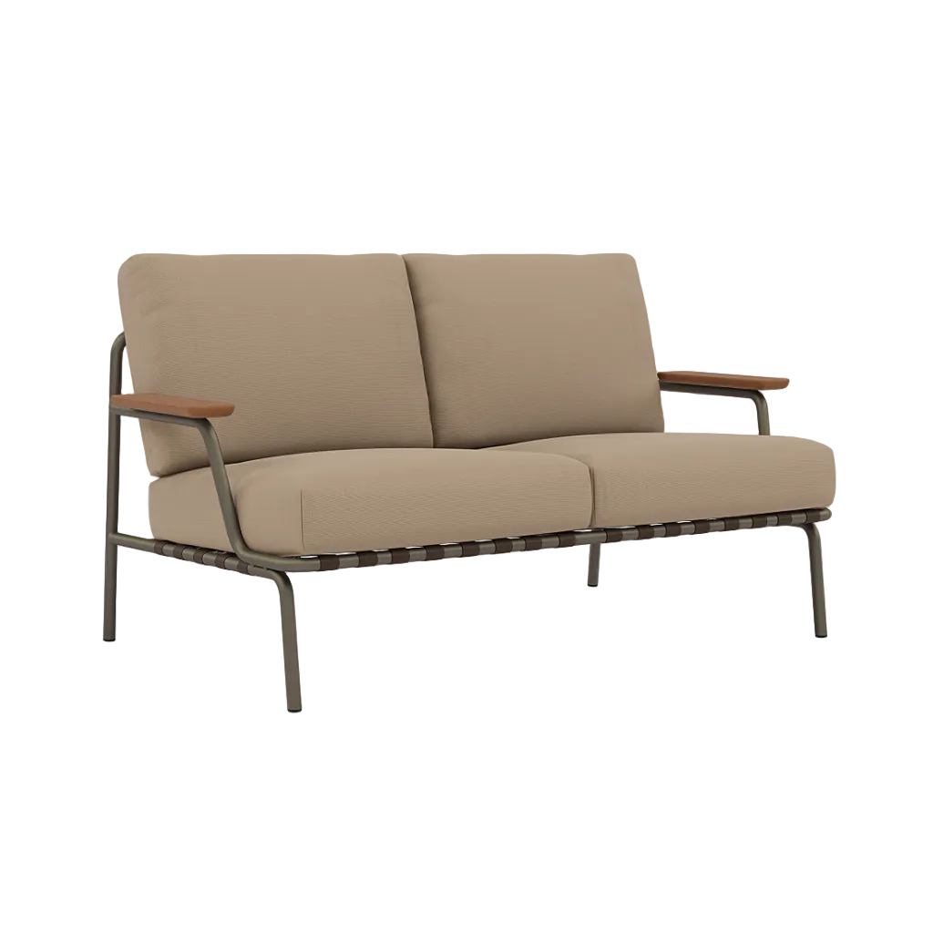SETTLE Brown 2-Seater Sofa with Taupe Base and Armrests