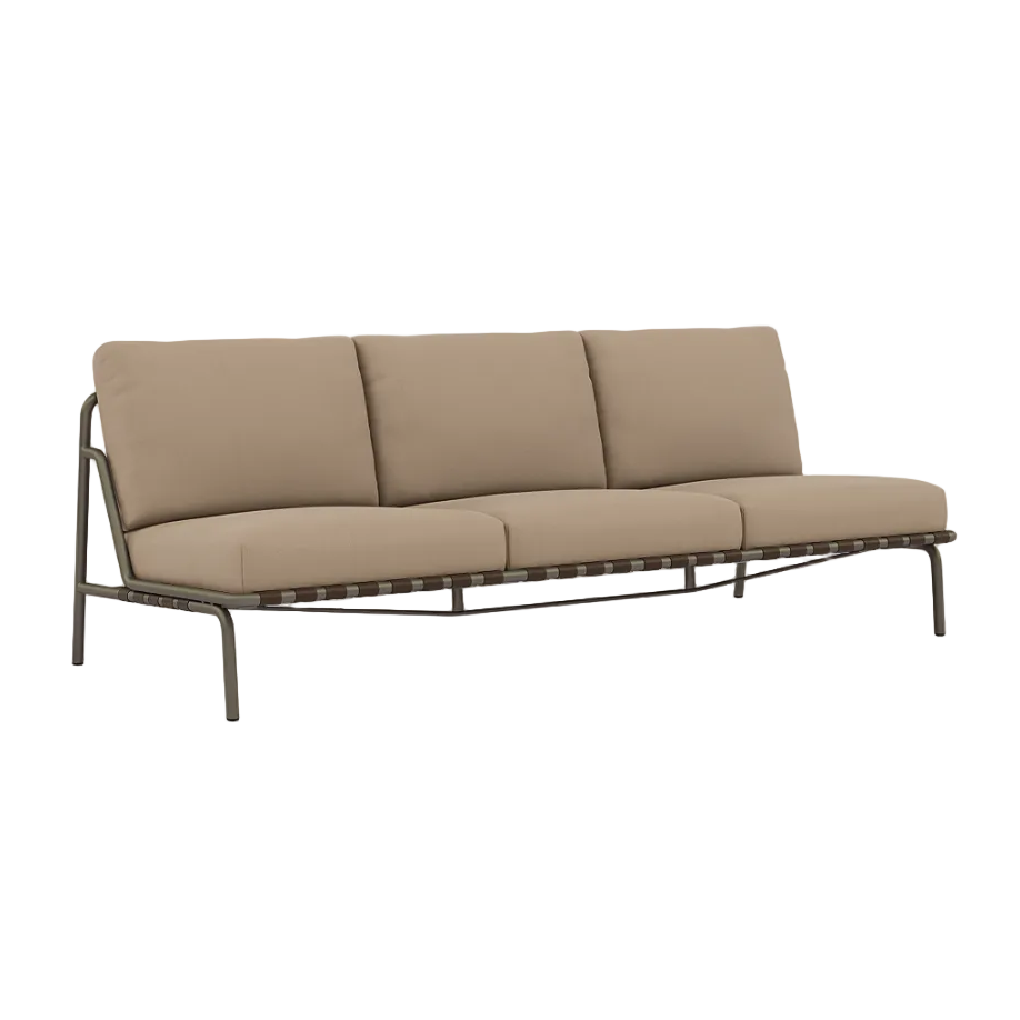 Sofa vonkajšia 3-miestna SETTLE hnedá s taupe základňou