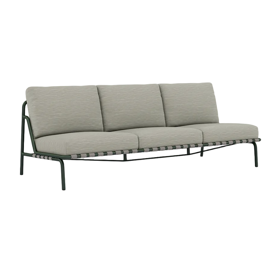 SETTLE 3-Seater Outdoor Sofa in Gray with Green Base