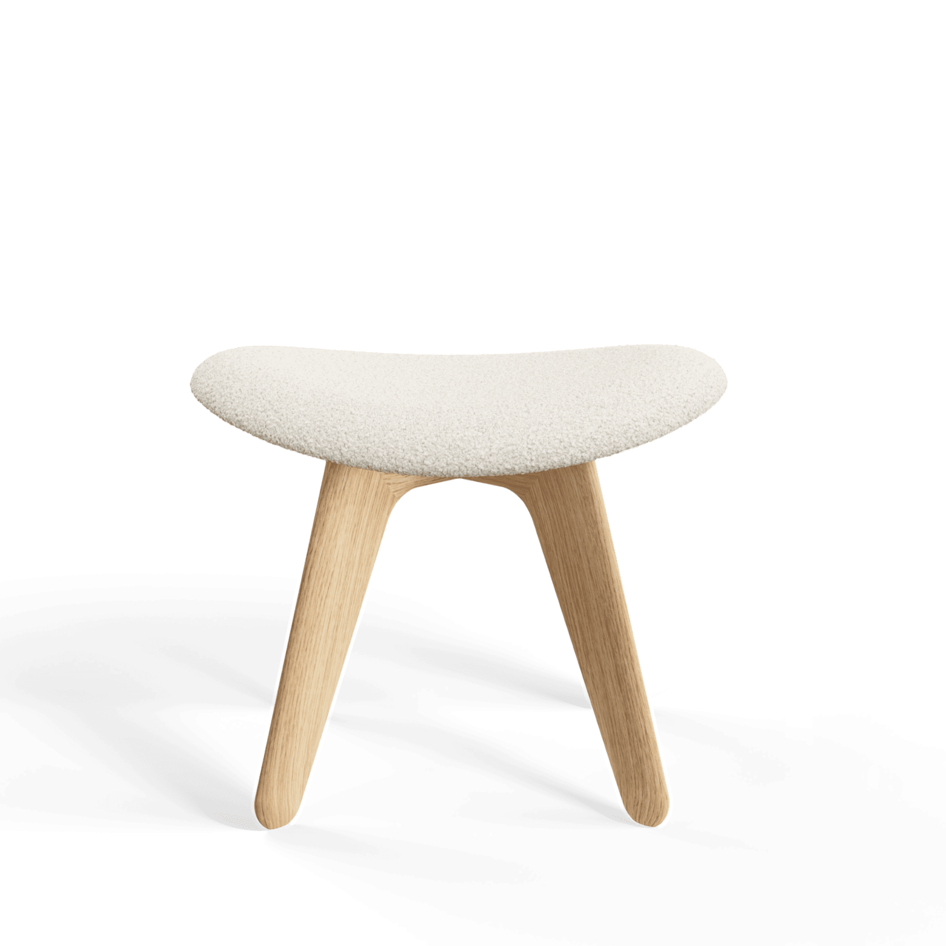 Beige Boucle SLAB Footrest with Oak Base