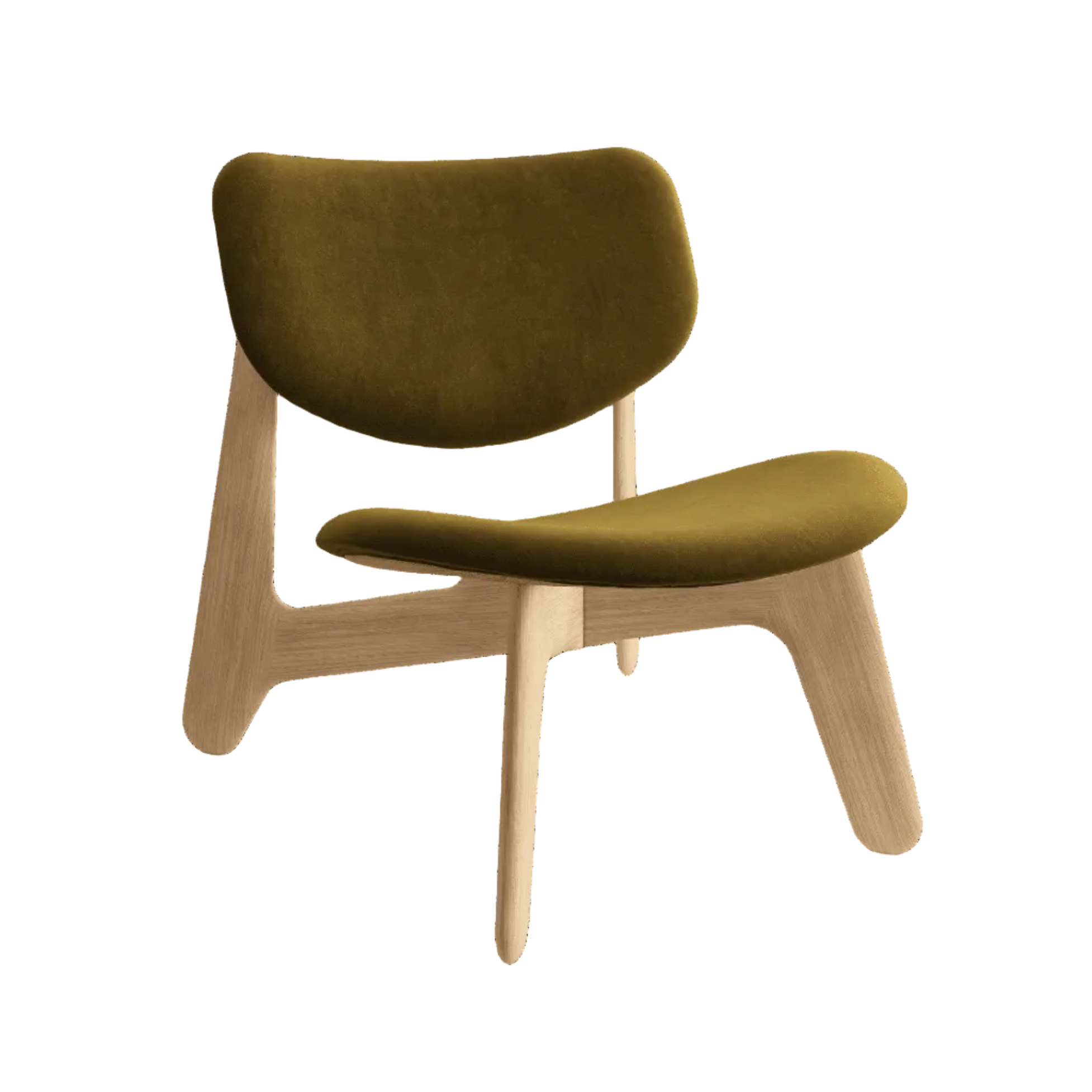 SLAB Armchair in Khaki with Oak Base