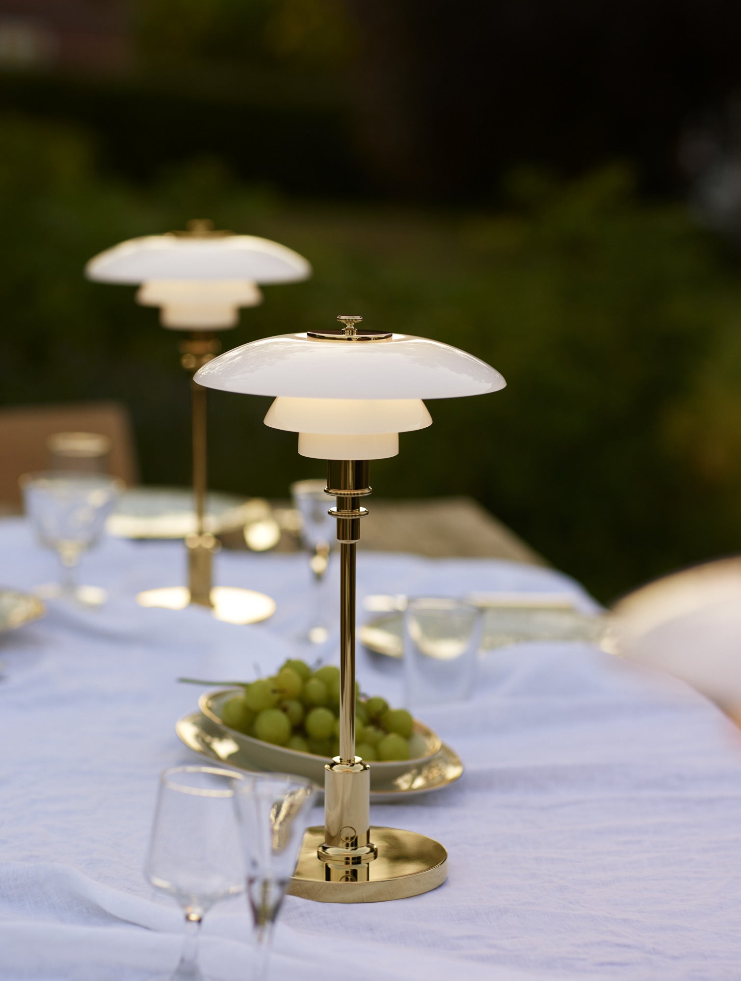 Portable lamp PH 2/1 white with brass base