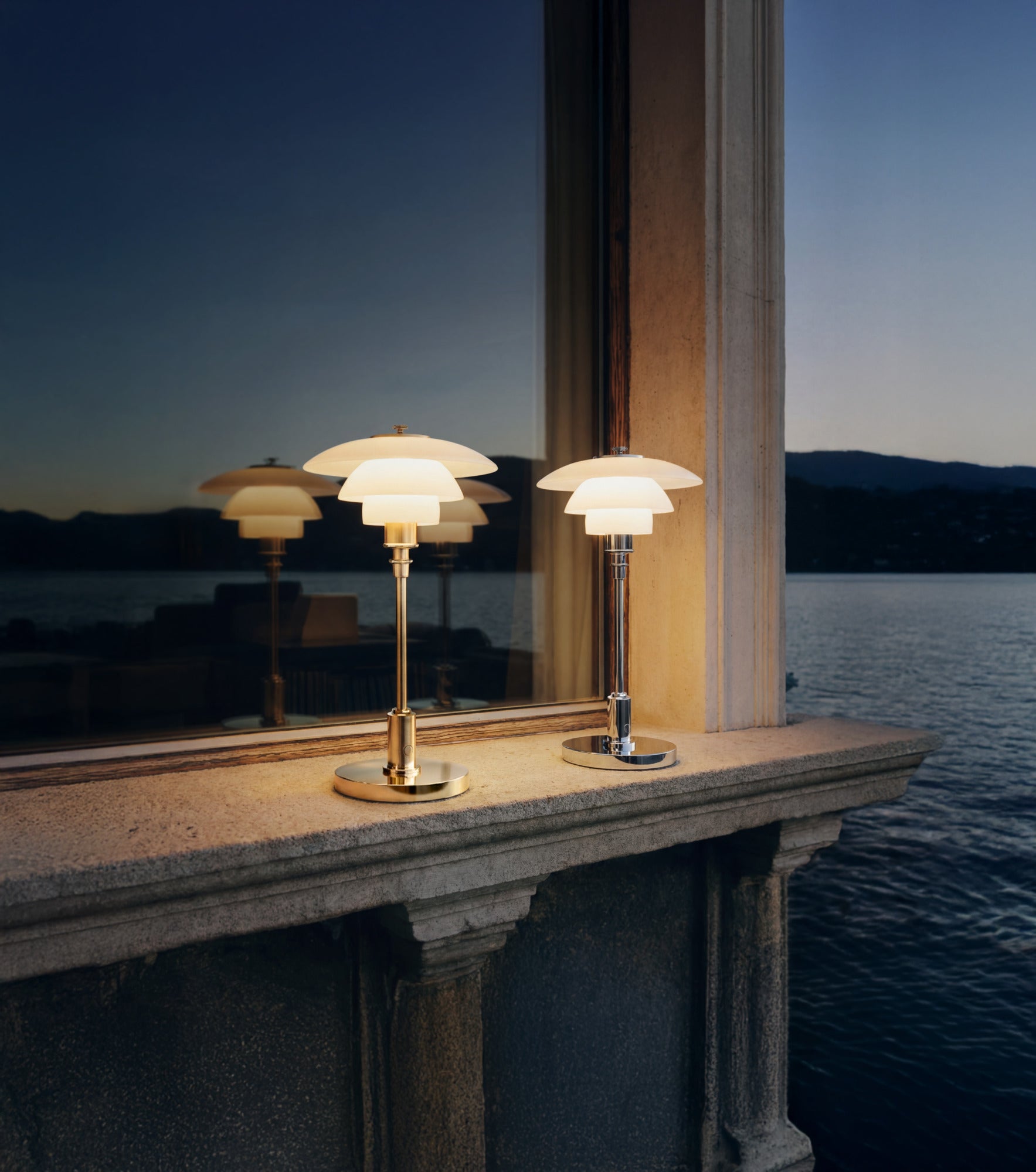 Lampa przenośna PH 1/1 biały z chromowaną podstawą