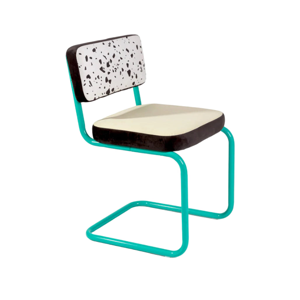 SUPERCHAIR TERRAZZO Chair in Light Yellow with Turquoise Base