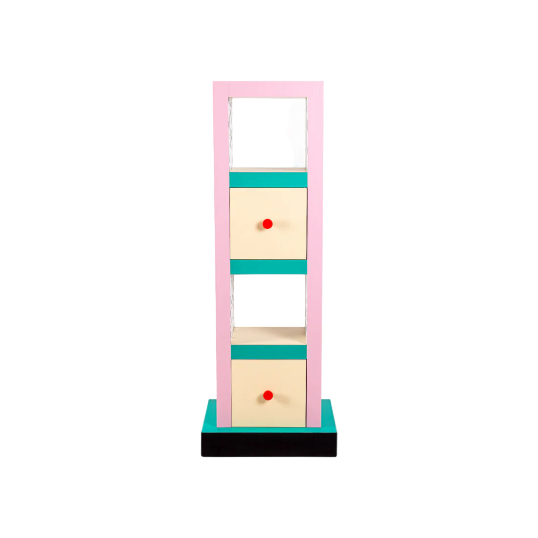 SUPERSHELF BLUE GRID bathroom cabinet white with pink and yellow