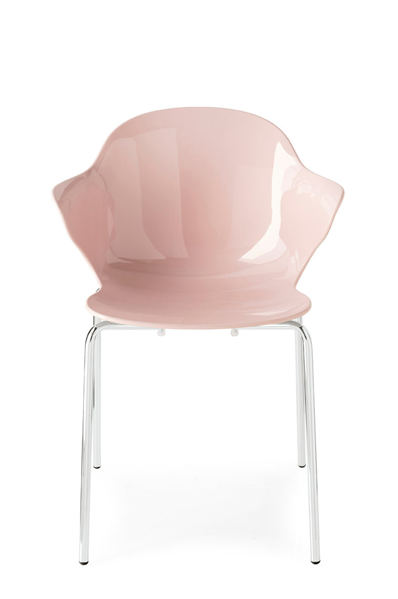 SAINT TROPEZ chair with pink seat and chrome metal base