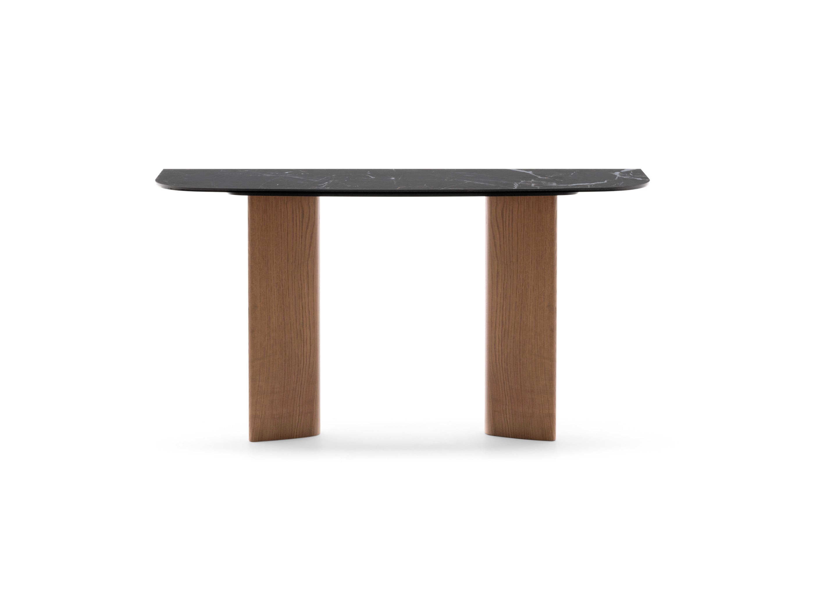 SANDY Console Black Ceramic with Walnut Base