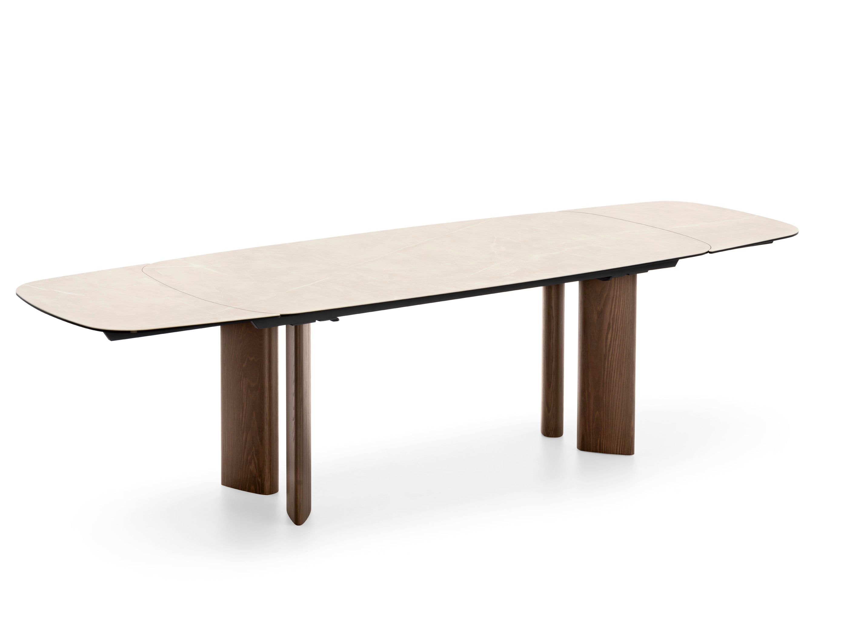 SANDY Extendable Table with Beige Top and Dark Wooden Base