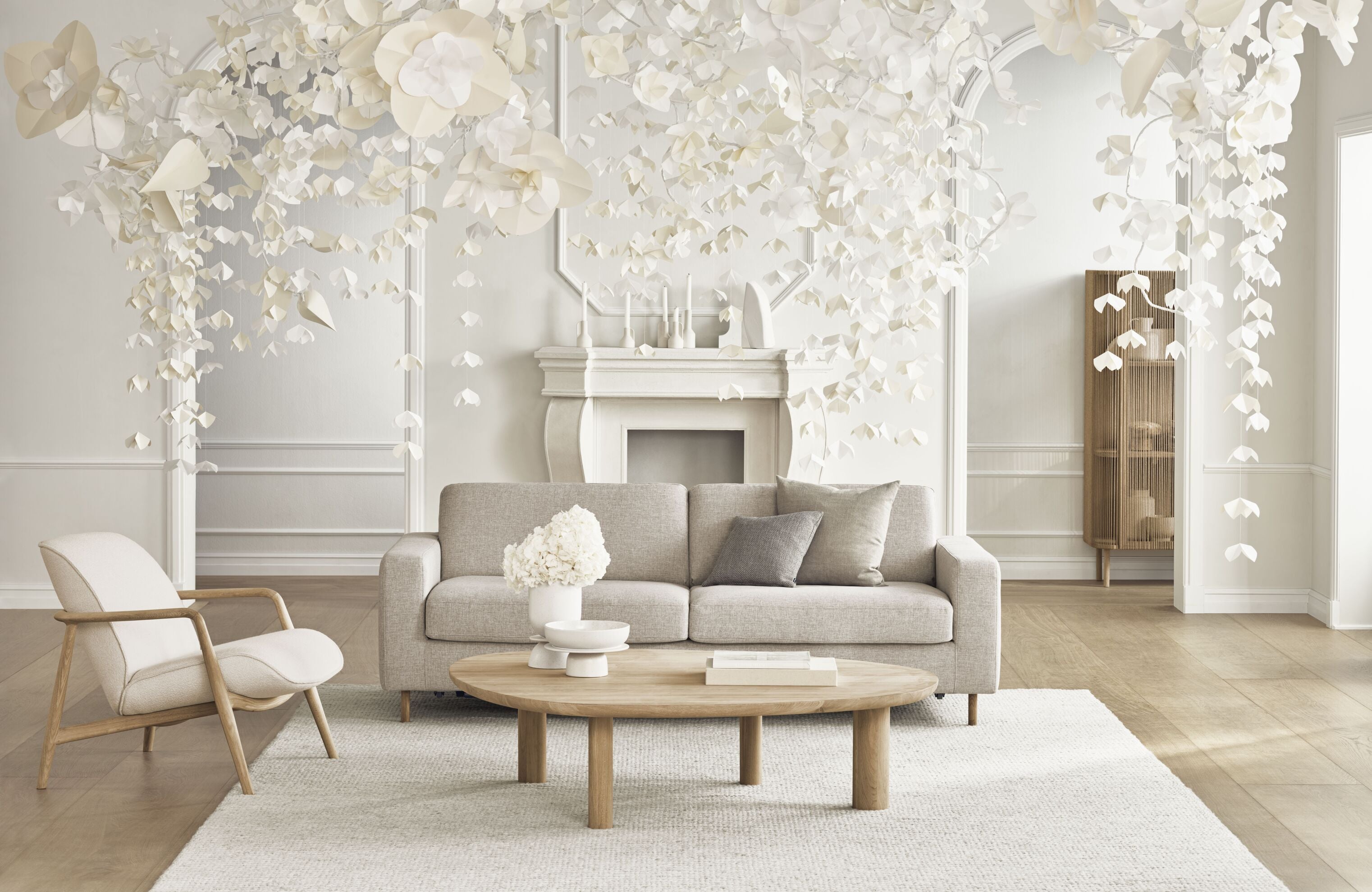 Sofa sofa 2.5 scandinavia base of bleached oak wood