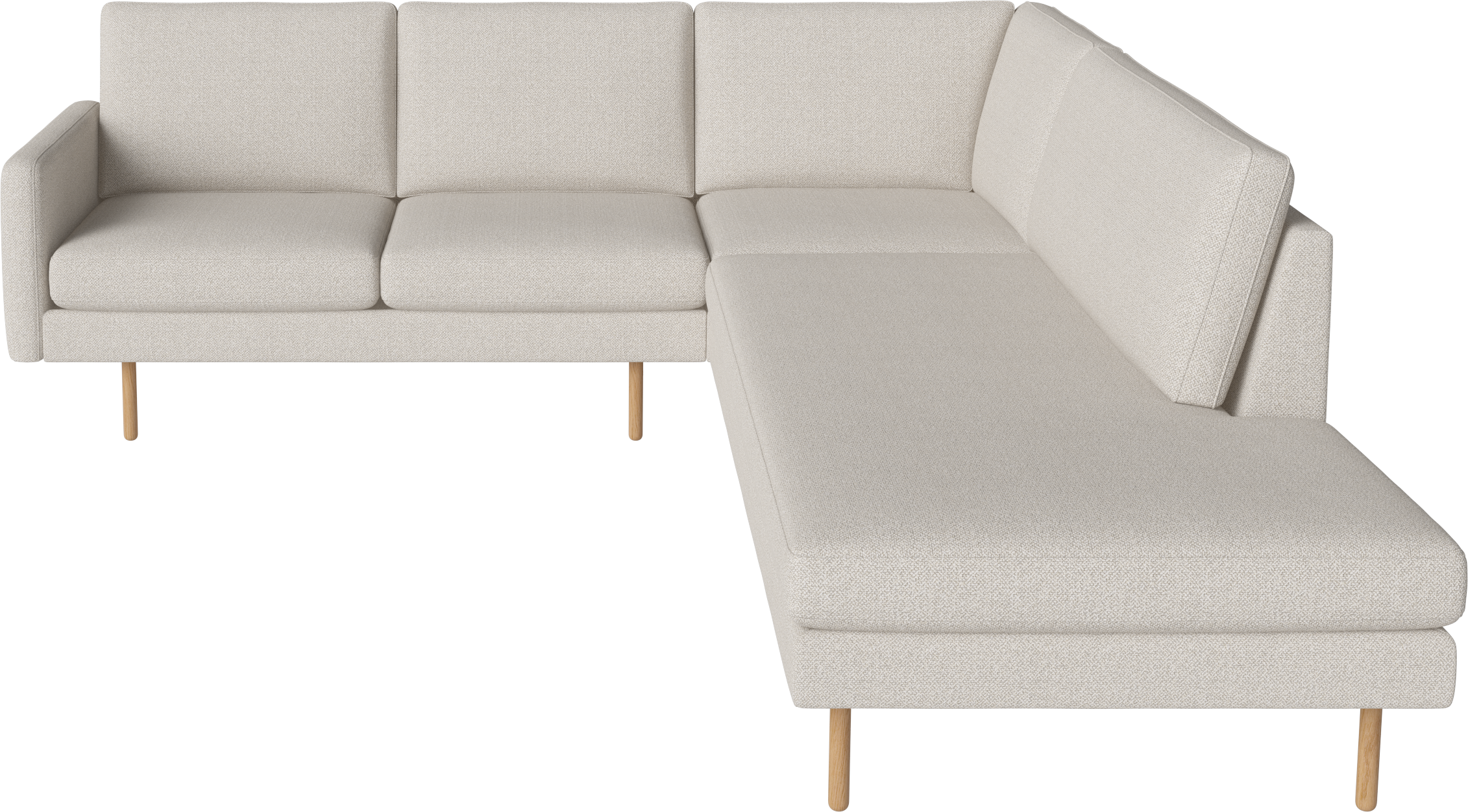 Rohová sedačka otvorená pravostranná SCANDINAVIA s dubovým podstavcom