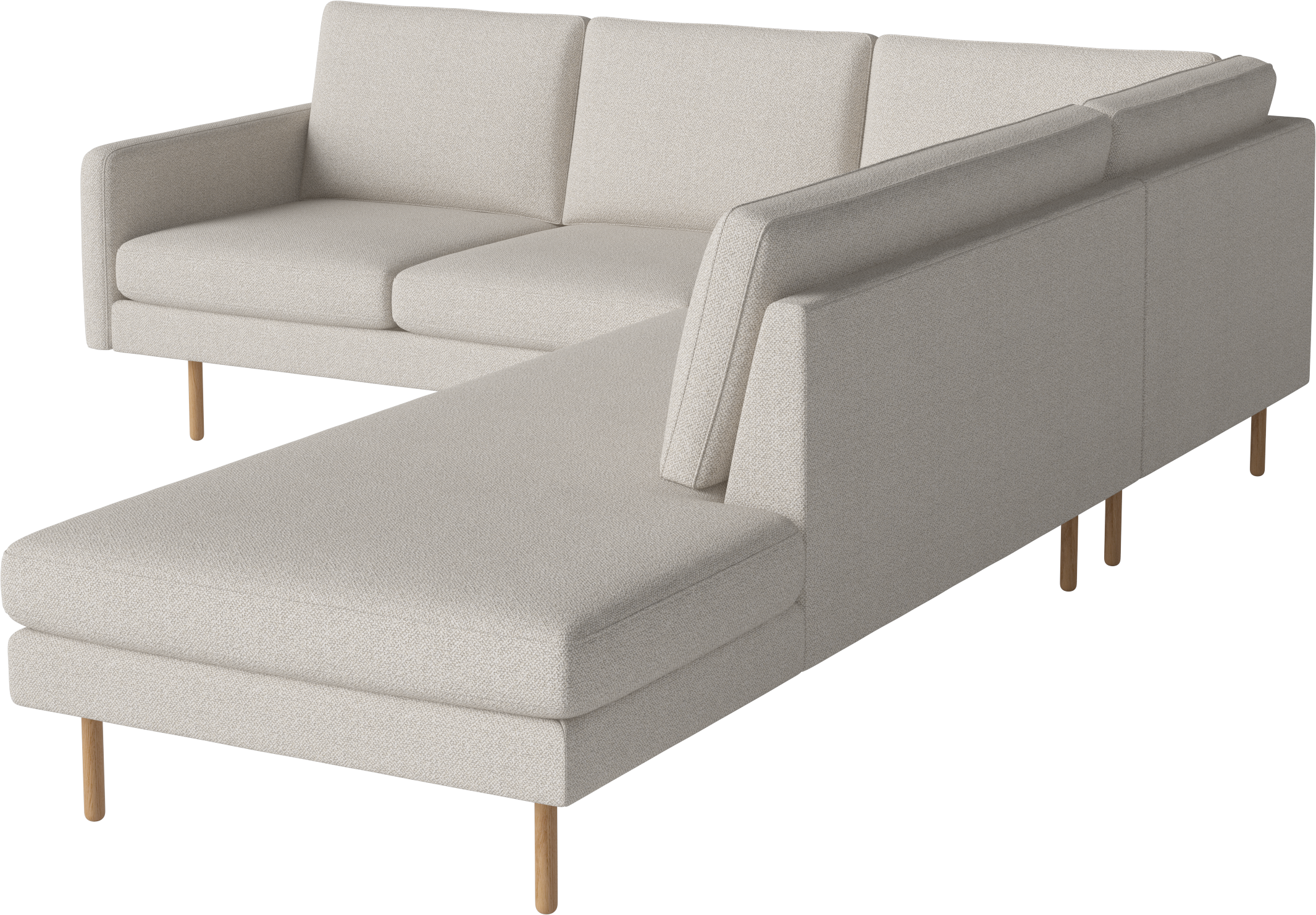 Rohová sedačka otvorená pravostranná SCANDINAVIA s dubovým podstavcom