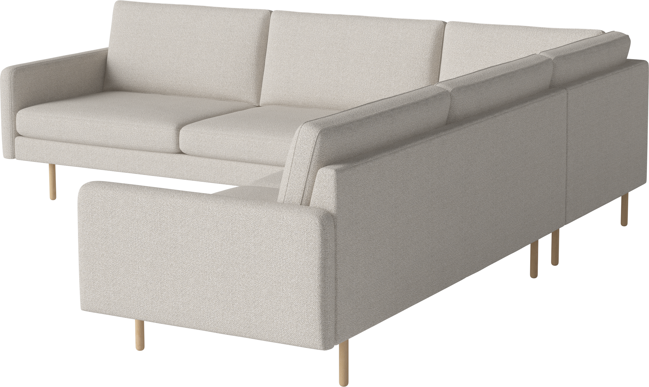 Symetrický rohový gauč SCANDINAVIA REMIX s dubovou základňou