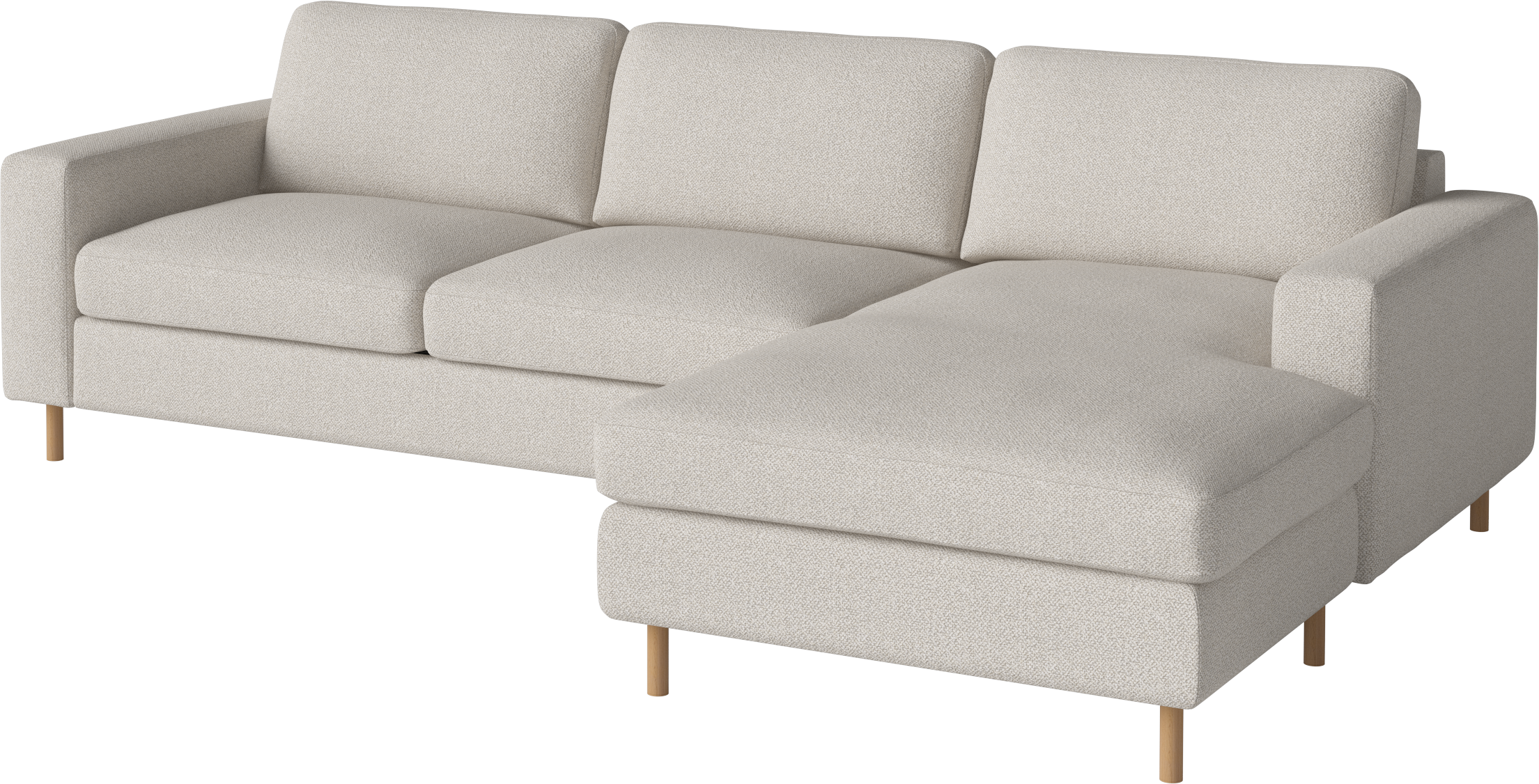 Pravostranný rohový trojmiestny gauč SCANDINAVIA s dubovým podstavcom