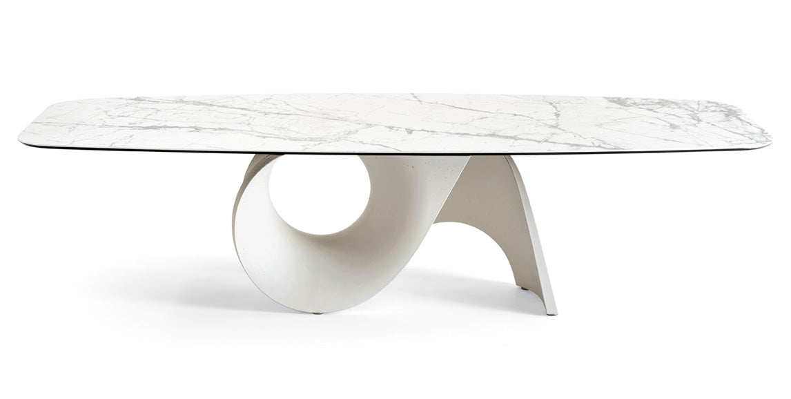 SEASHELL table with white top and white base