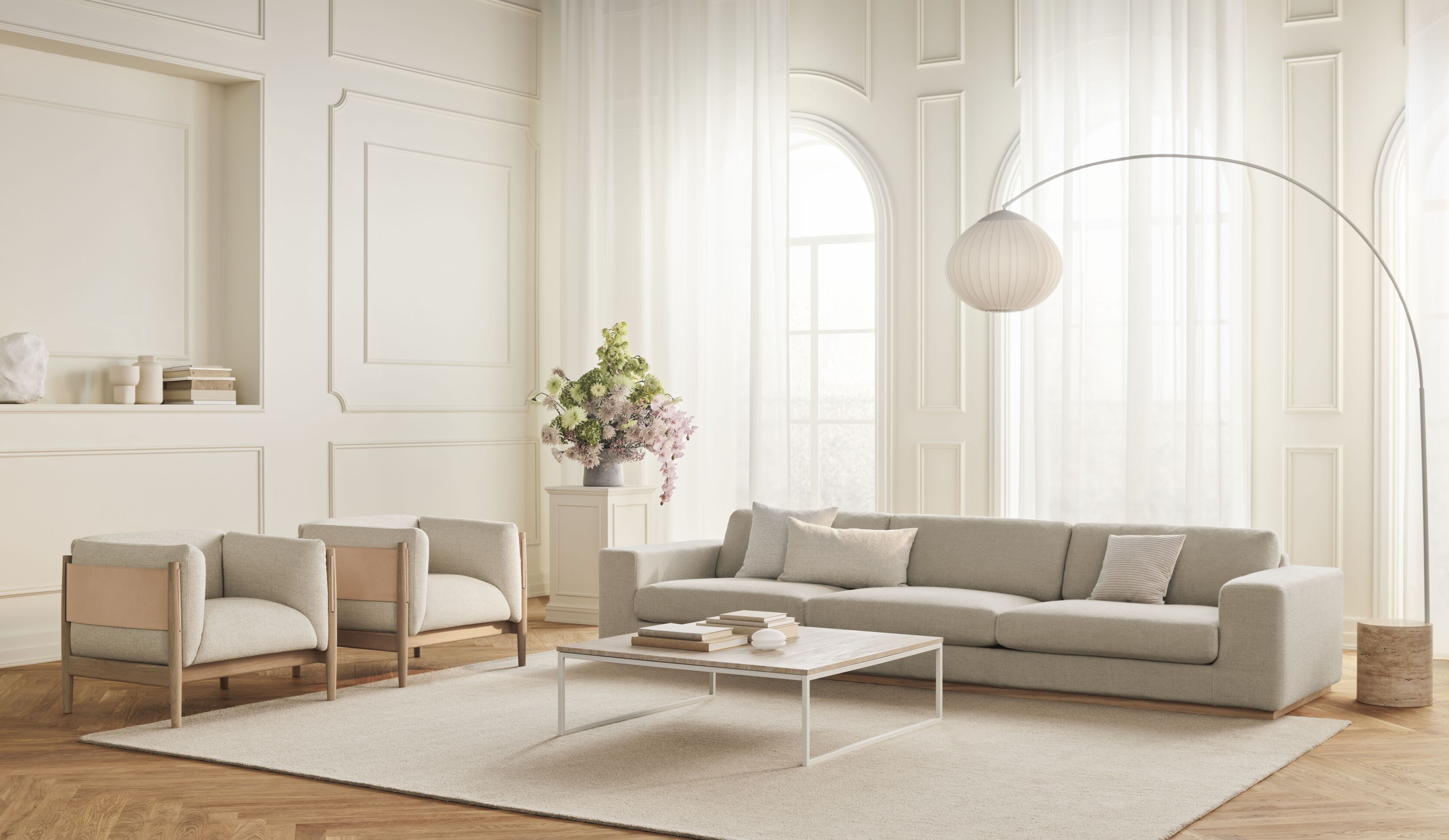 Fotel DIVE z prírodnou kožou a bielou základňou