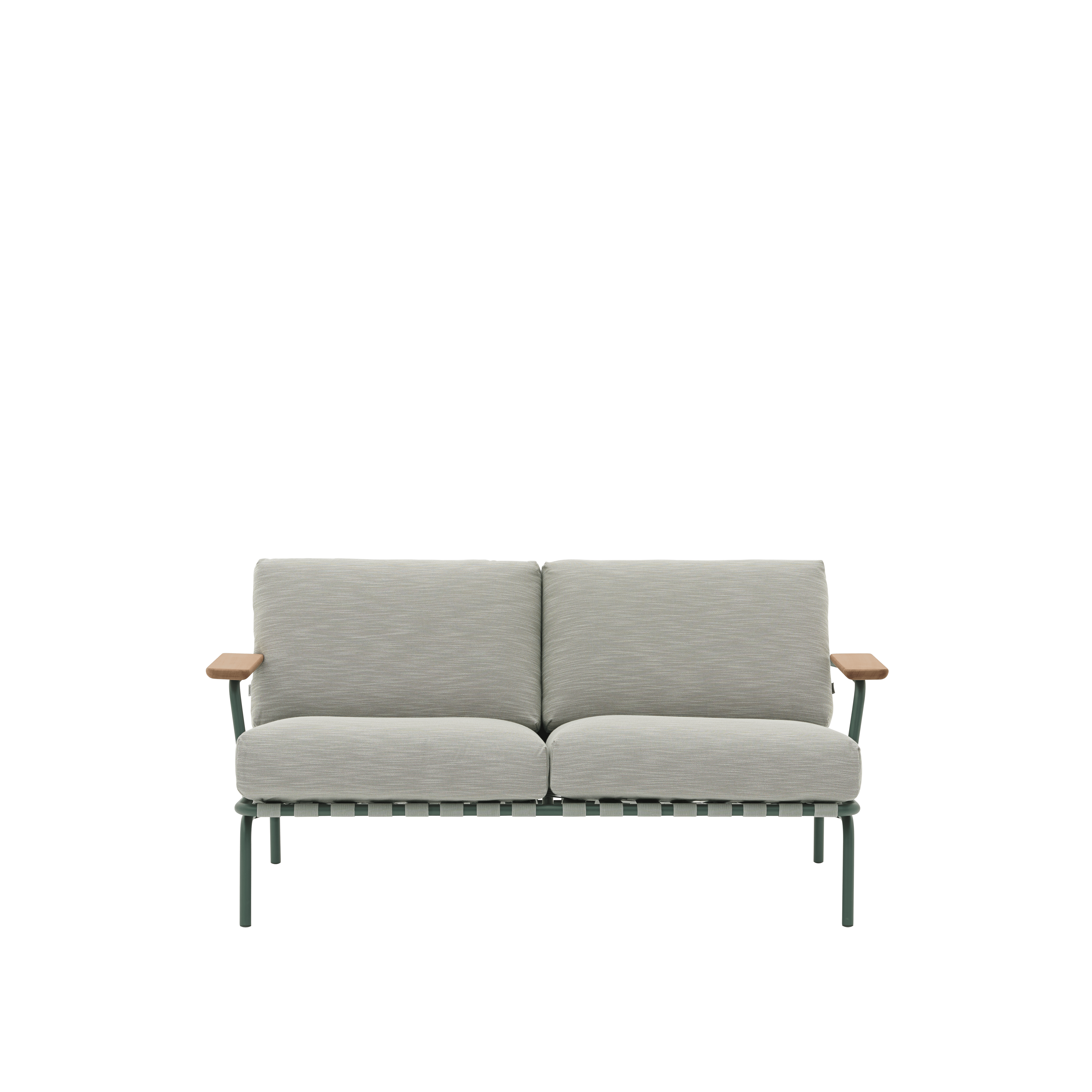 2-Seater Outdoor Sofa with Armrests SETTLE Gray with Green Base