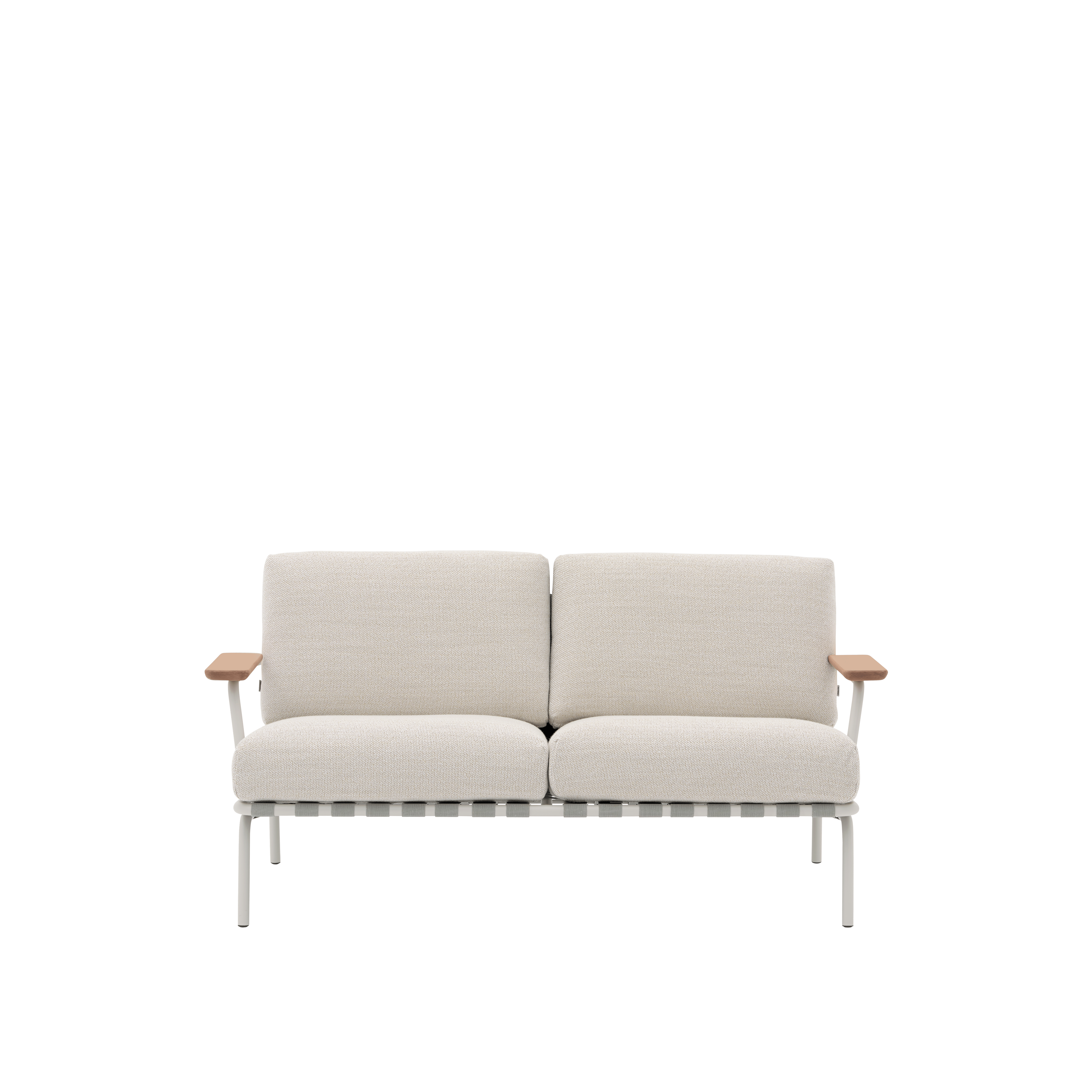 Sofa s vonkajšími opierkami 2-miestna SETTLE svetlosivá so šedým podstavcom