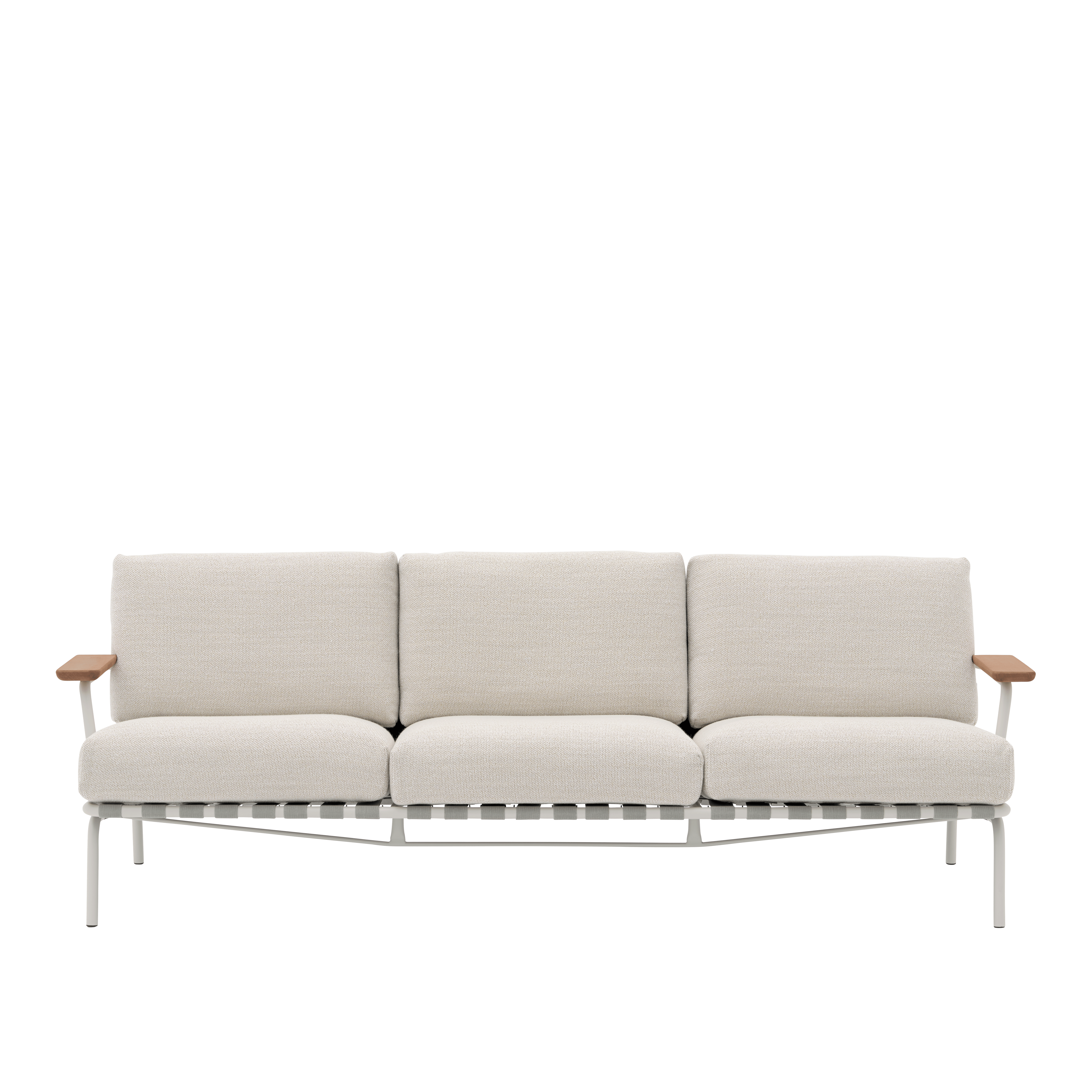 Sofa s vonkajšími opierkami 3-miestna SETTLE svetlosivá so šedým podstavcom