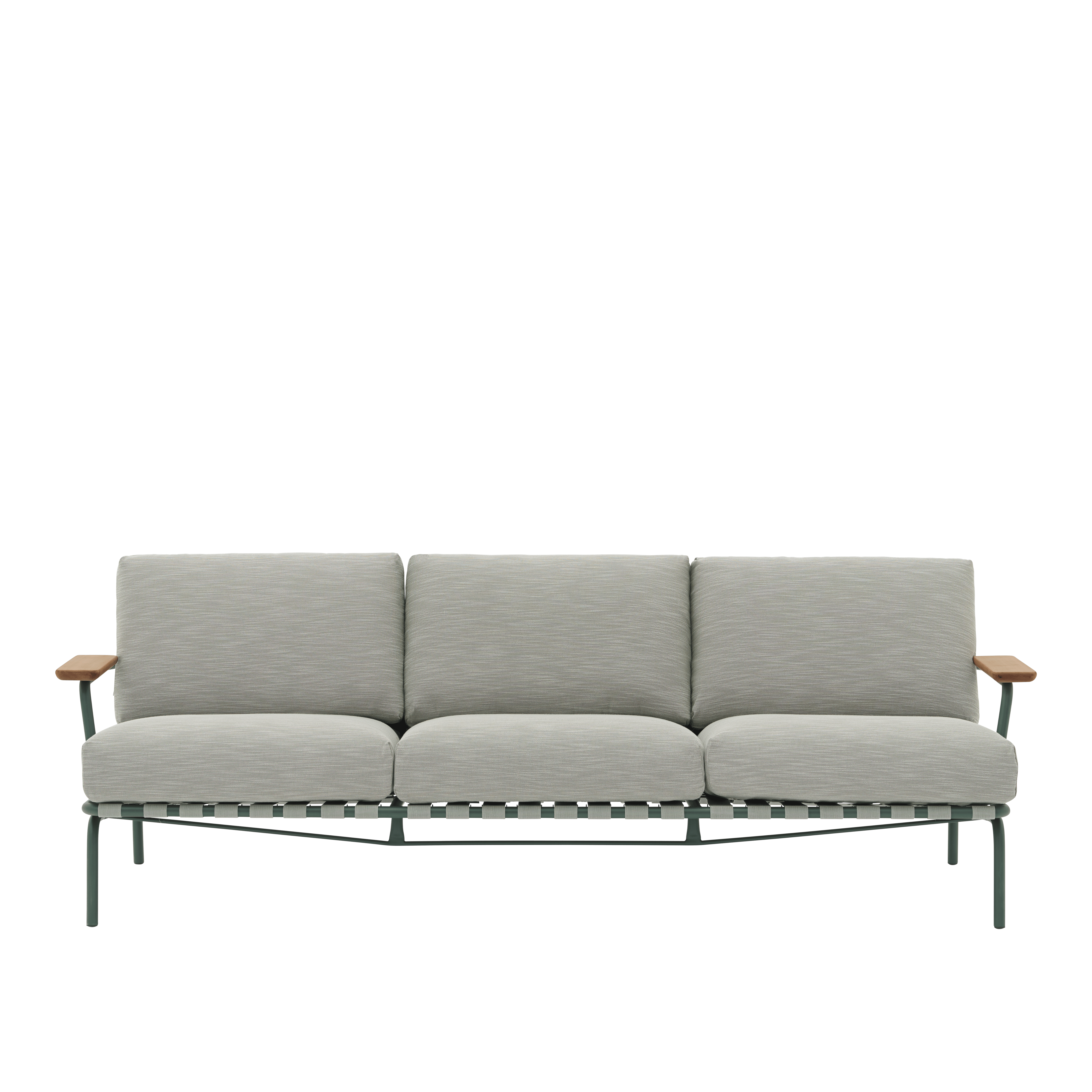 Sofa s vonkajšími opierkami 3-miestna SETTLE šedá so zeleným podstavcom