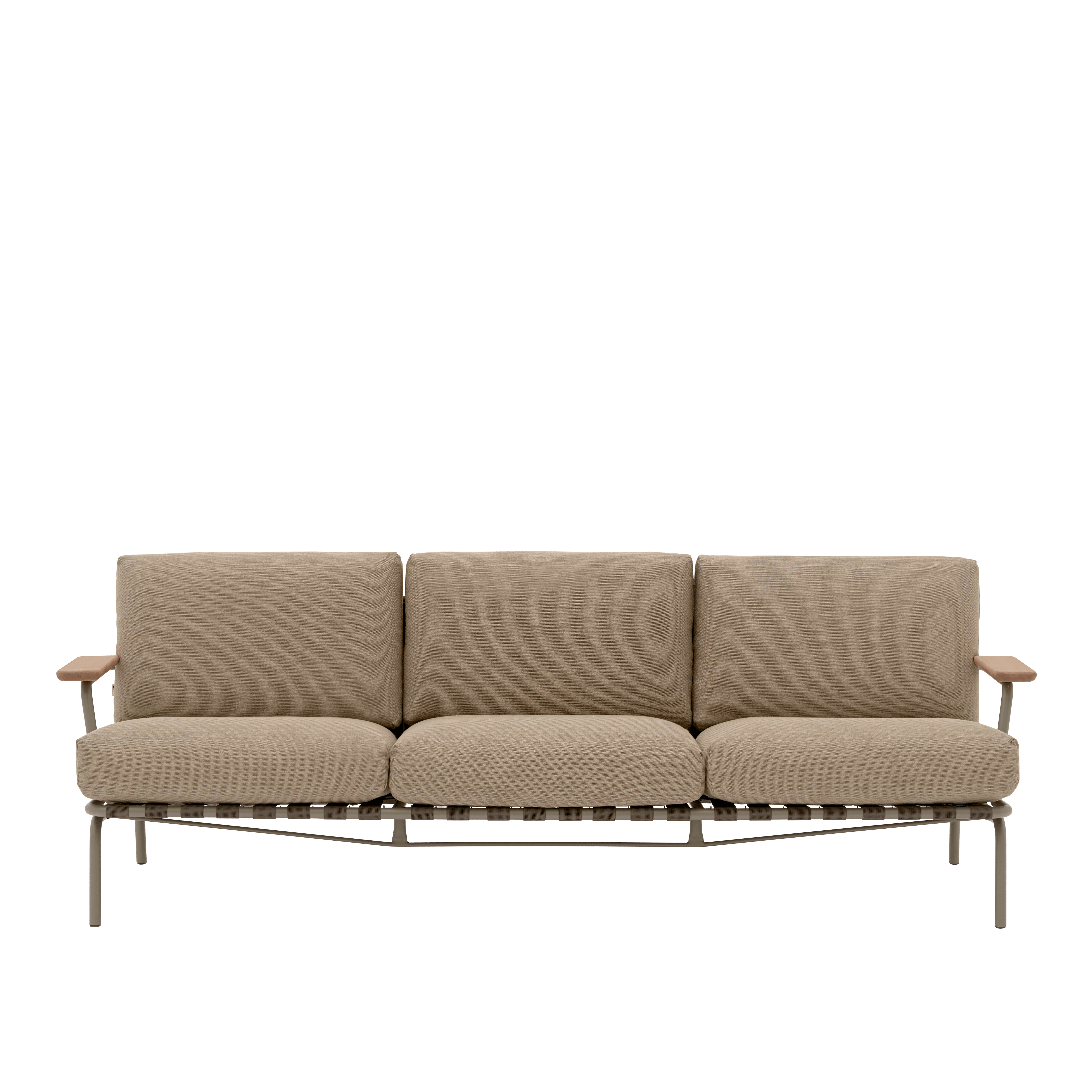 Sofa s vonkajšími opierkami rúk 3-miestna SETTLE hnedá s taupe základňou