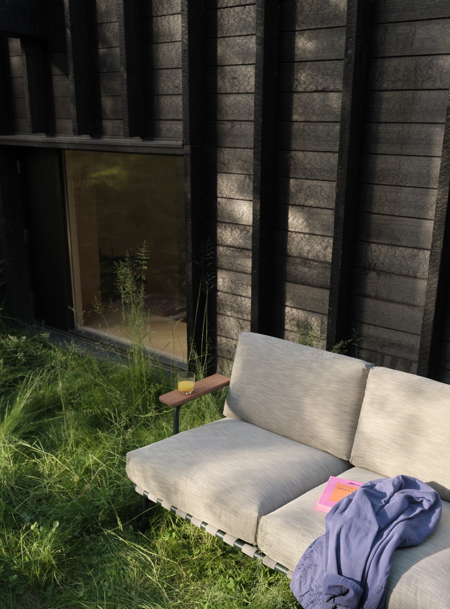 2-Seater Outdoor Sofa with Armrests SETTLE Gray with Green Base
